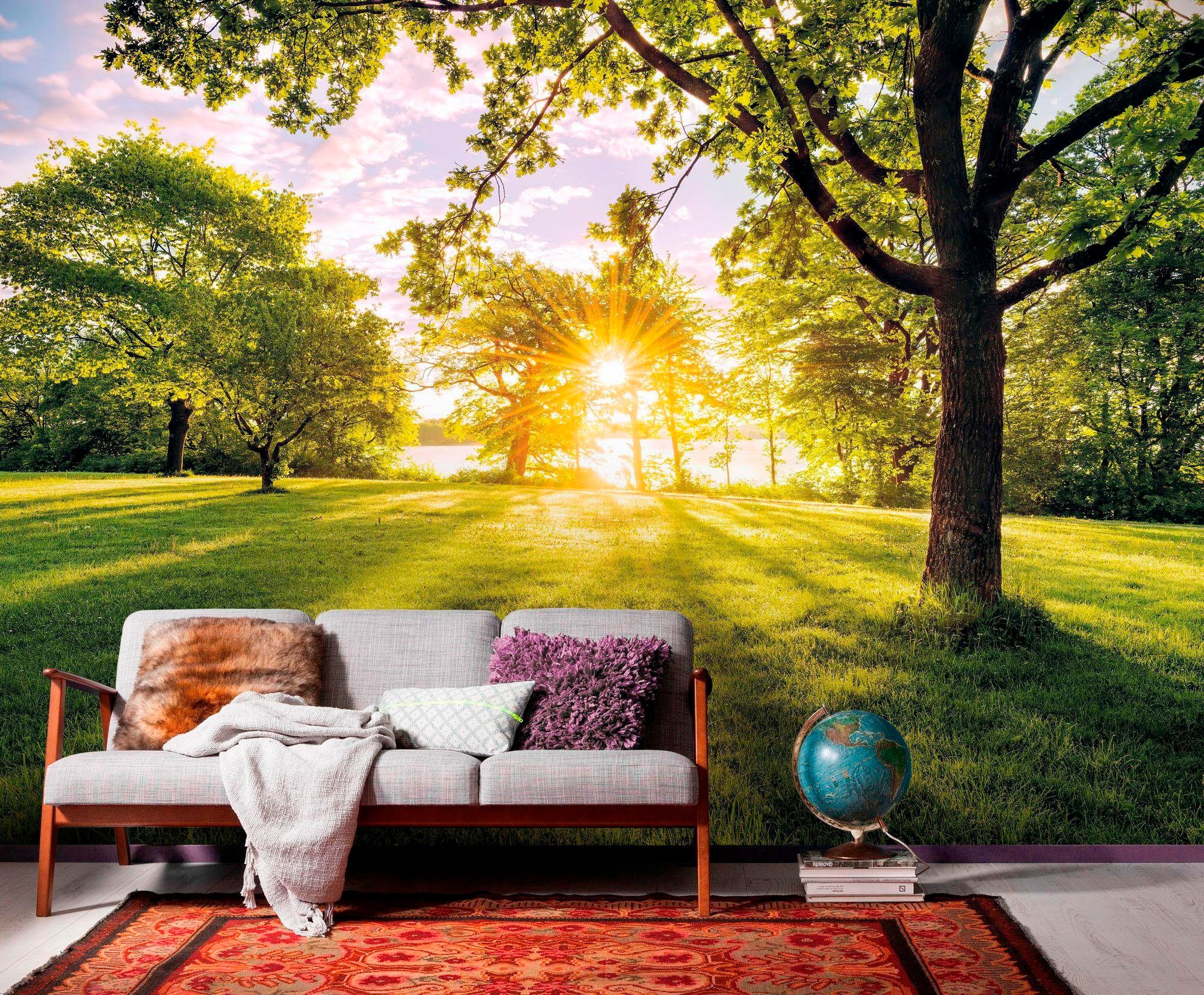 Komar Vliestapete »Digitaldruck Vlies - Golden Moment - Größe 400 x 250 cm«, bedruckt, Wohnzimmer, Schlafzimmer