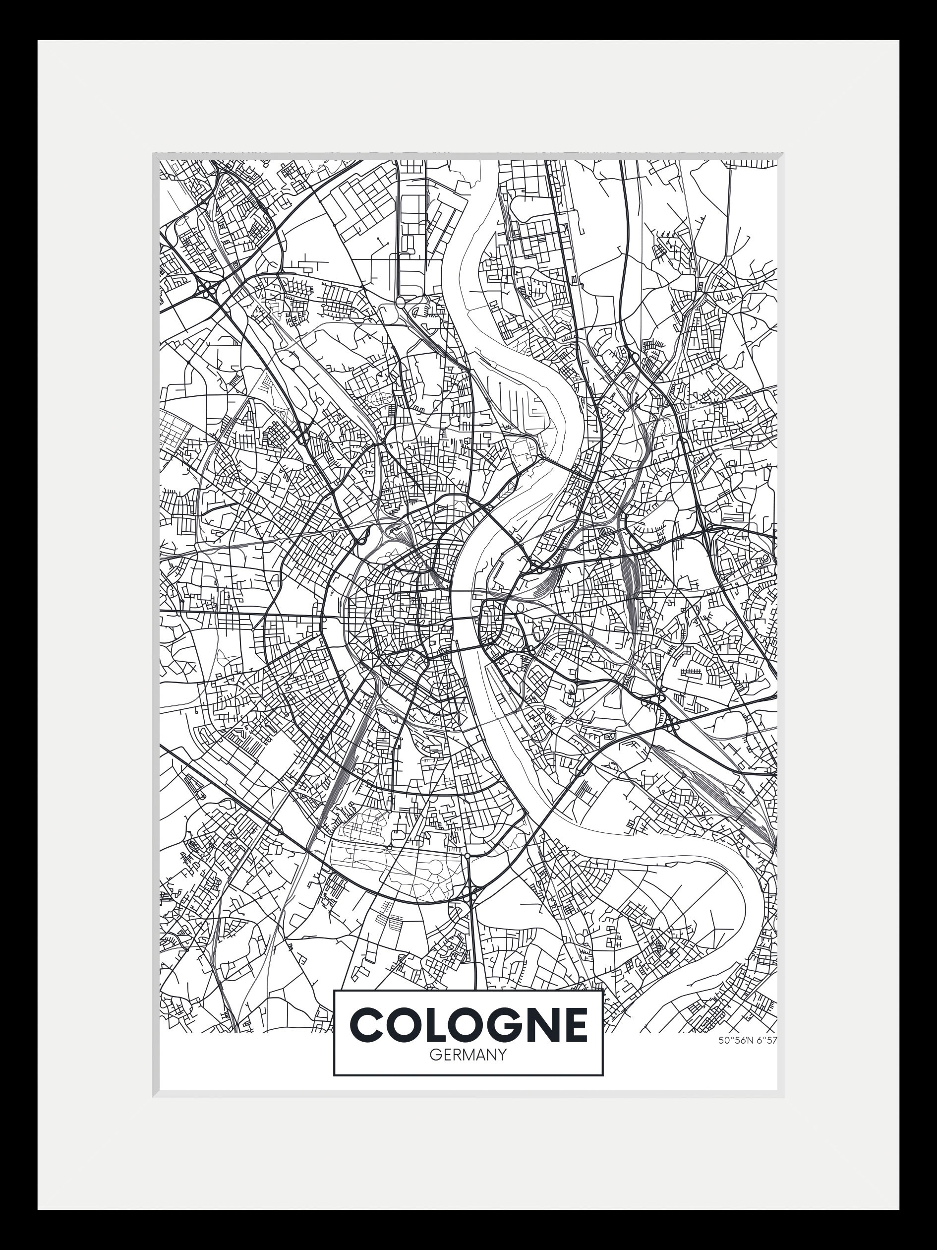 queence Bild »Köln Stadtkarte«, Städte-Stadt-Deutschland-Gebäude-Schriftzug günstig online kaufen