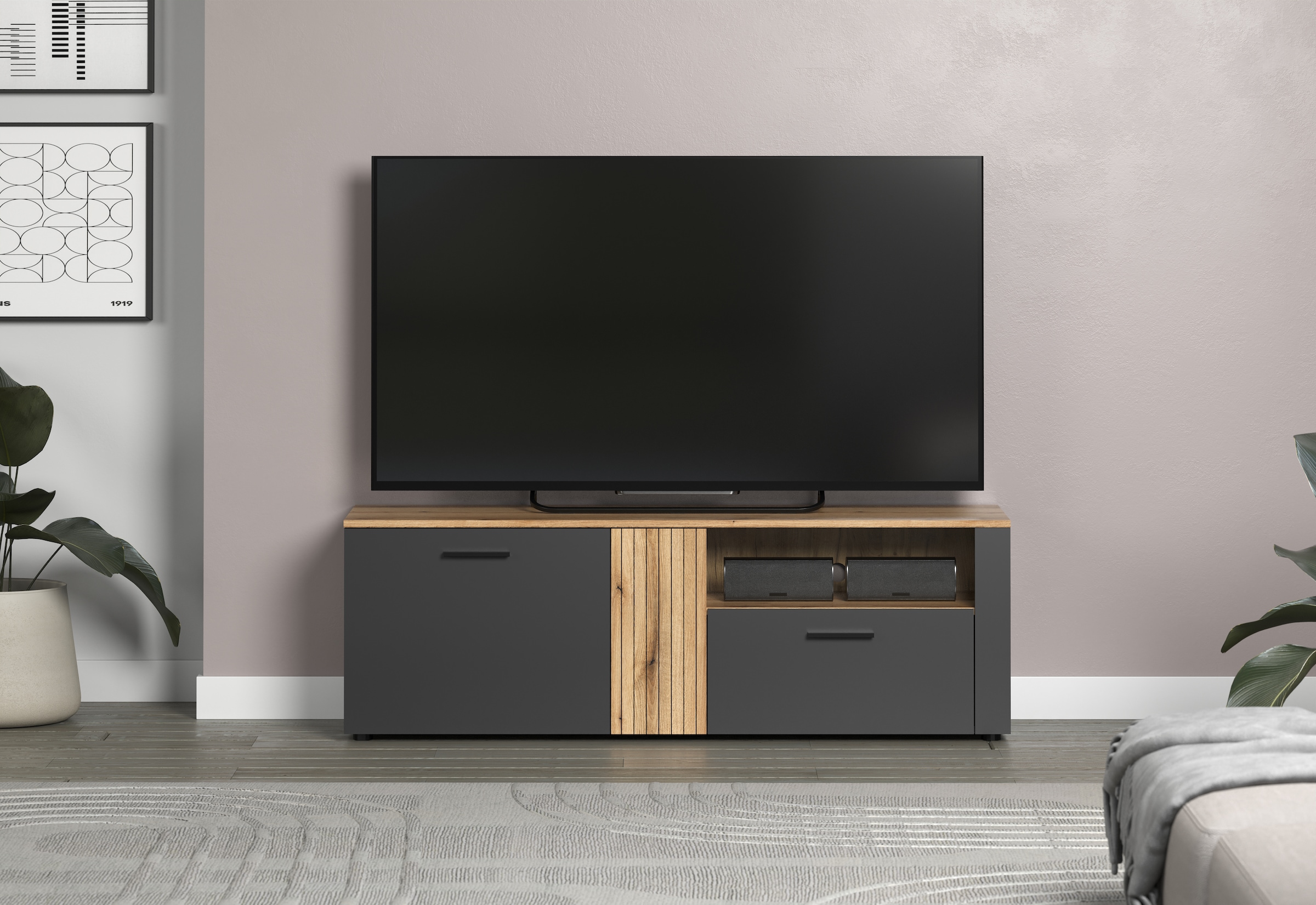 INOSIGN TV-Bank »Estepona« 1 Stk. tlg. TV-Board, 2 Türen, 1 Schublade, 1 Fa günstig online kaufen