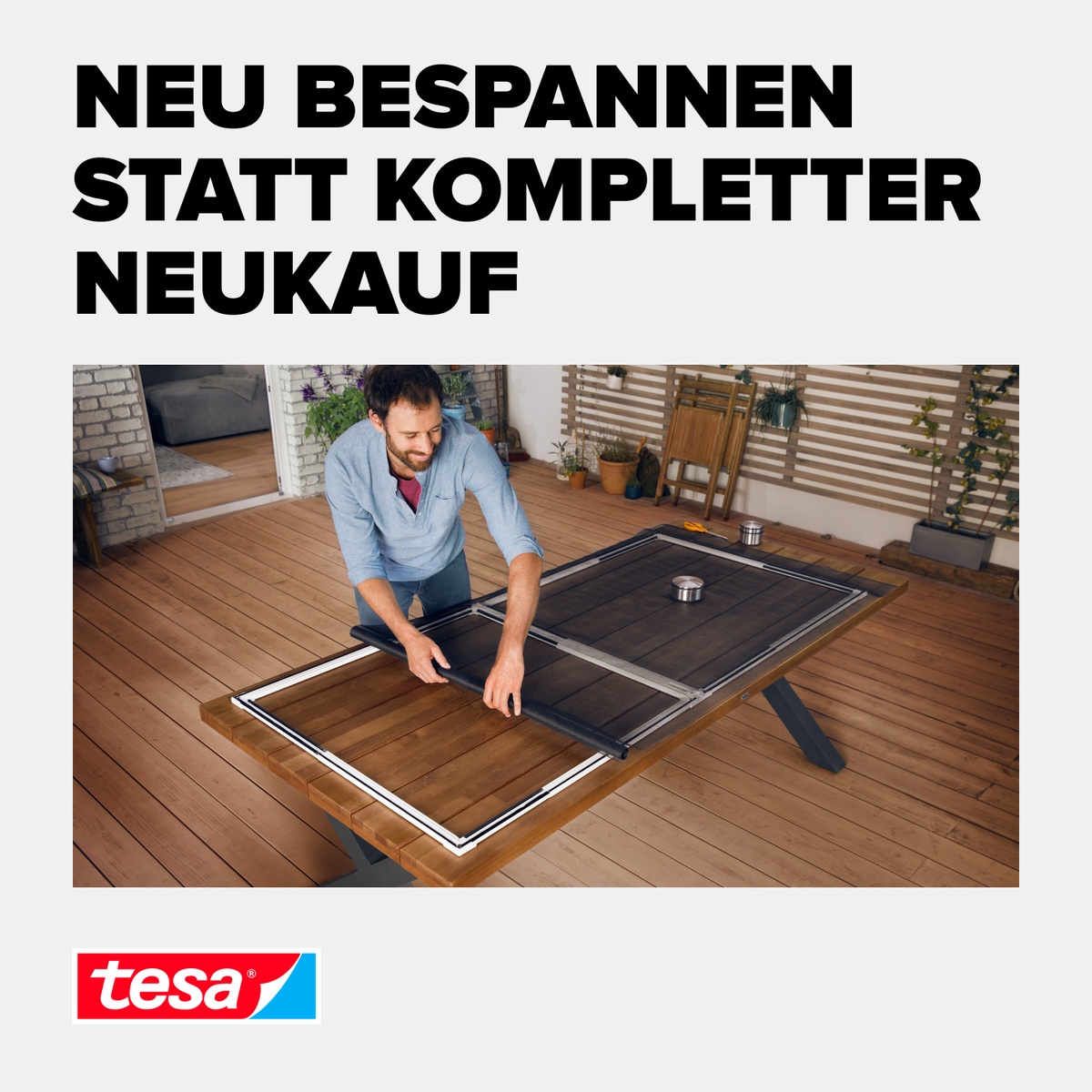 tesa Fliegengitter-Gewebe »Insect Stop Fliegengitter Ersatzrolle Fiberglas-Gewebe - 1.0 m x 1.2 m«, Mückennetz für Fenster - Ersatz-Rolle