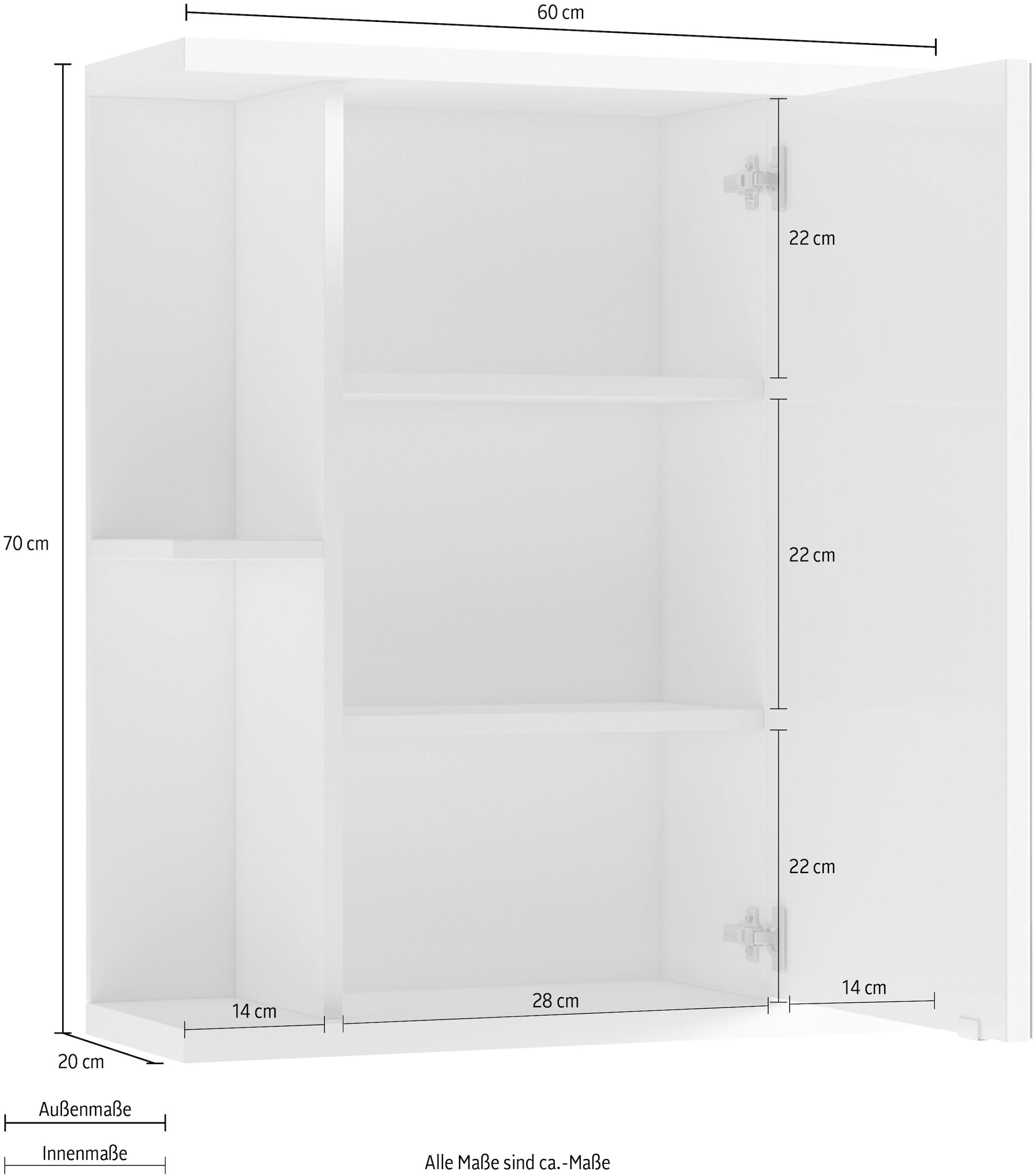 byLIVING Spiegelschrank »Nebraska«, Breite 60 cm, mit großer Spiegeltür und viel Stauraum