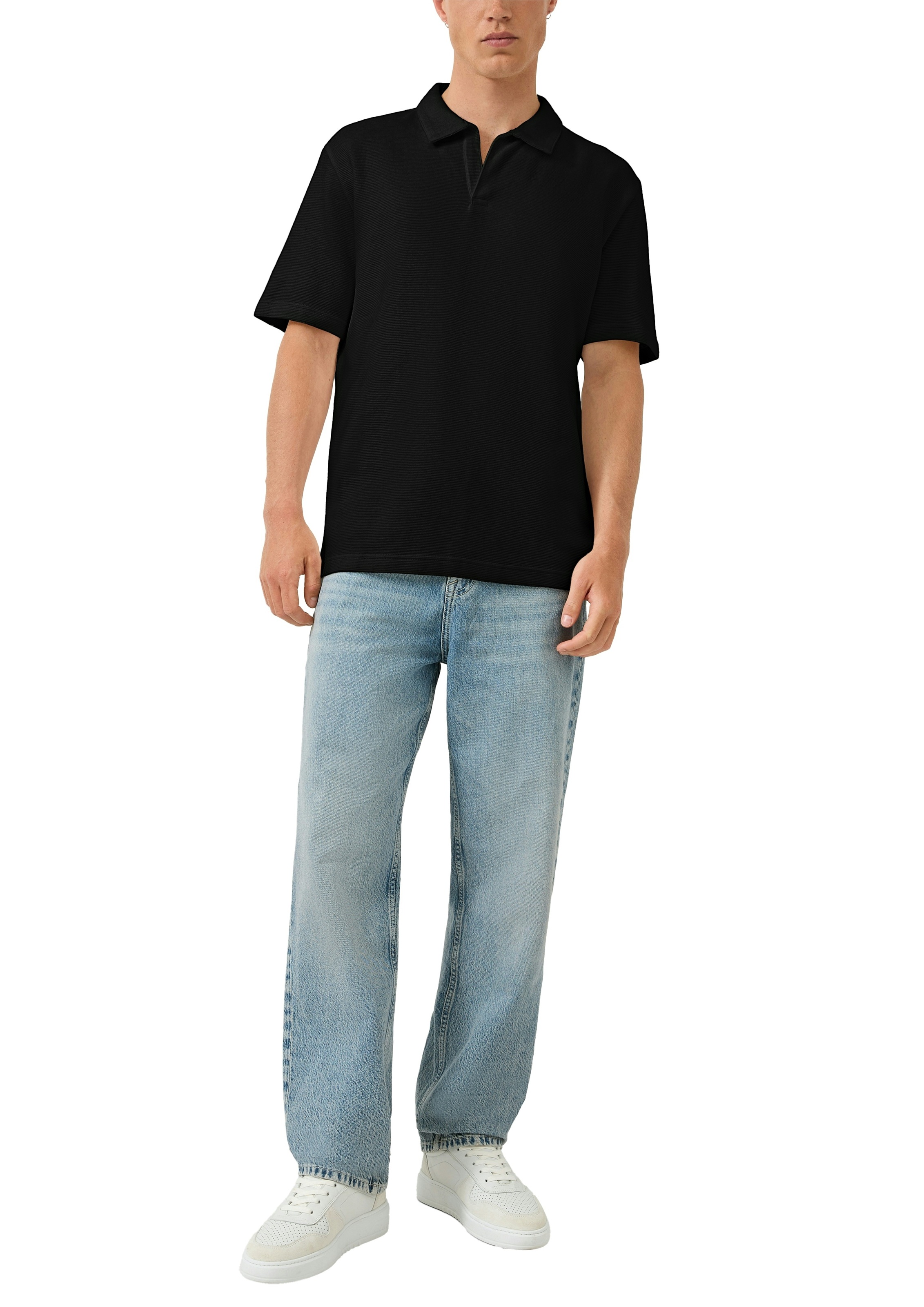 QS Poloshirt mit Struktur Muster