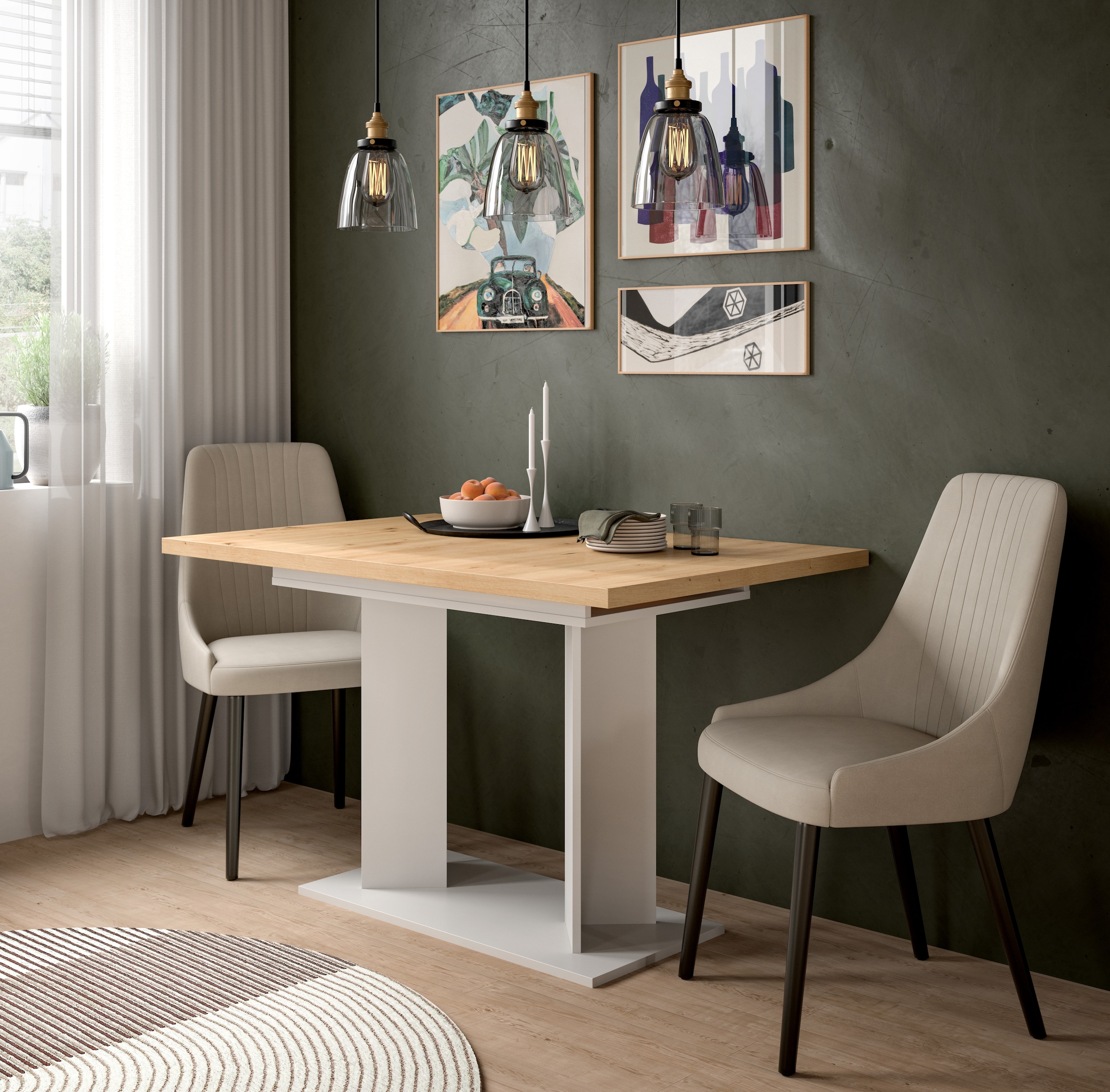 Home affaire Esstisch »GERO, 120-160 cm, ausziehbar, Säulengestell« in verschiedenen Ausführungen erhältlich, 1 Stk. tlg. Tisch, Esstisch, Esszimmer, Esszimmertisch, Küchetisch, Bartisch