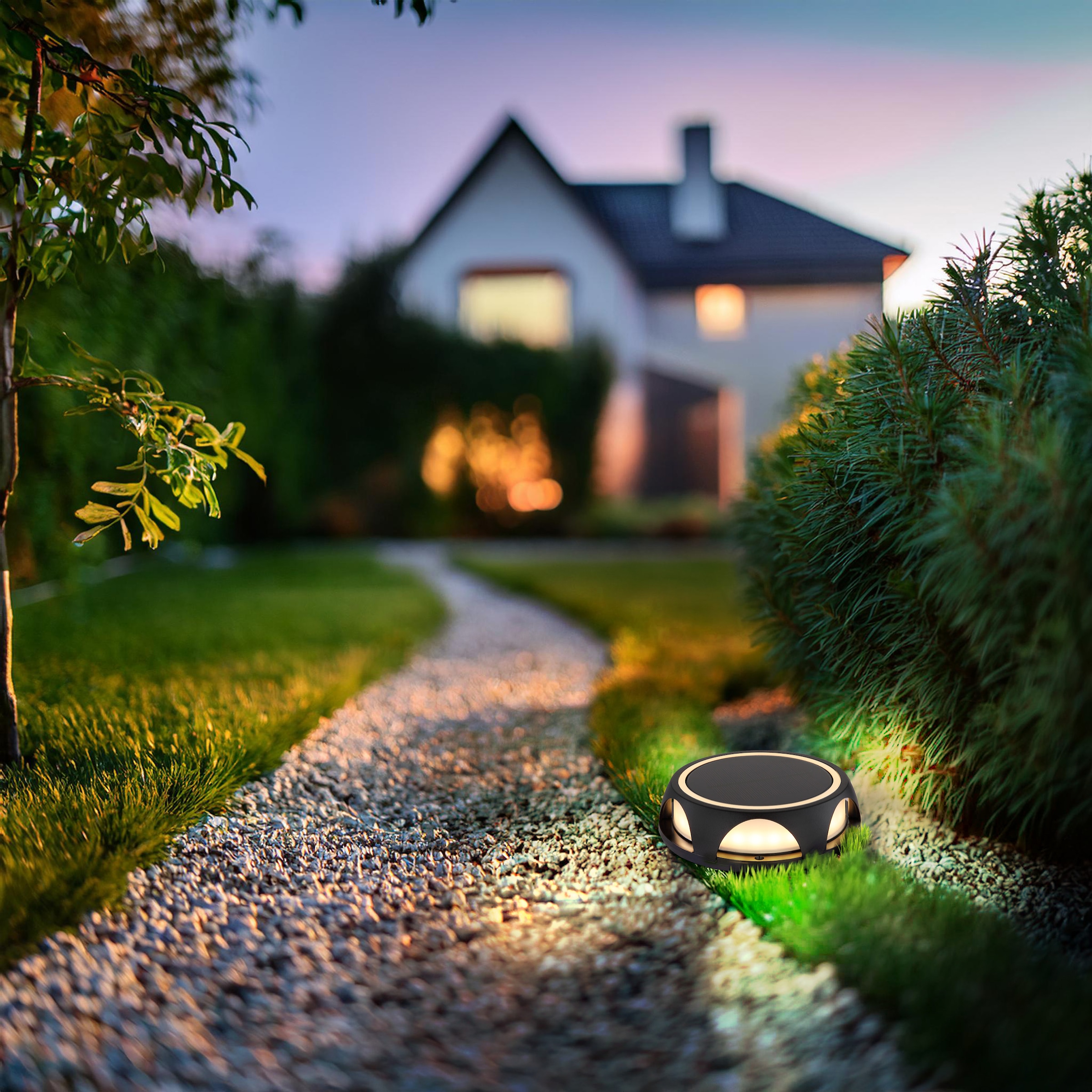 GLOBO LIGHTING LED Solarleuchte »SOLARLEUCHTE ALUMINIUM DRUCKGUSS SCHWARZ MATT, 1XL« LED-Modul 1 Stk. Warmweiß Solar Garten Terrasse Außenbeleuchtung Funktionsleuchte Außenbereich