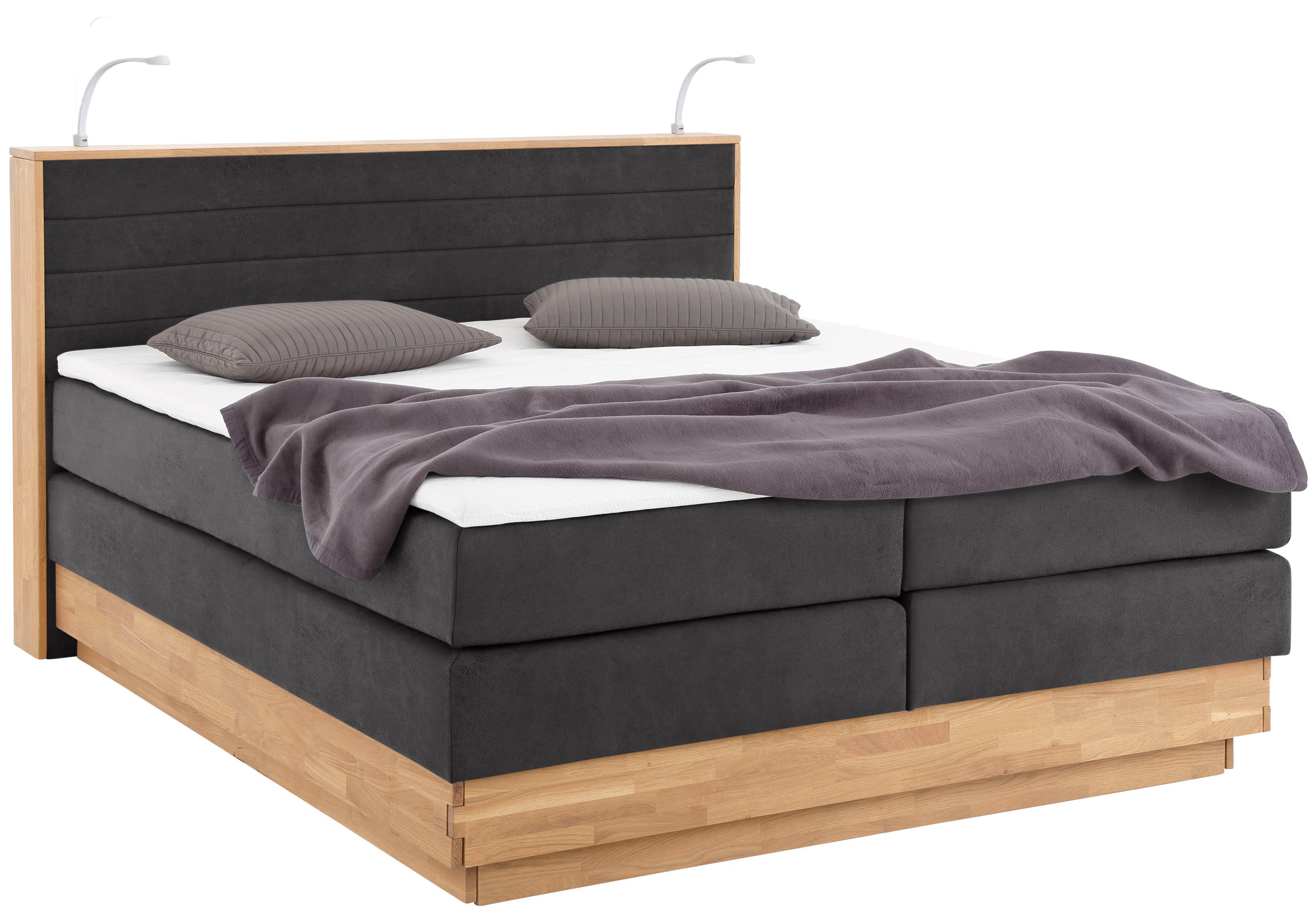 Home affaire Boxspringbett "Cavan", Eiche, inkl. Bettkasten & Topper, versc günstig online kaufen