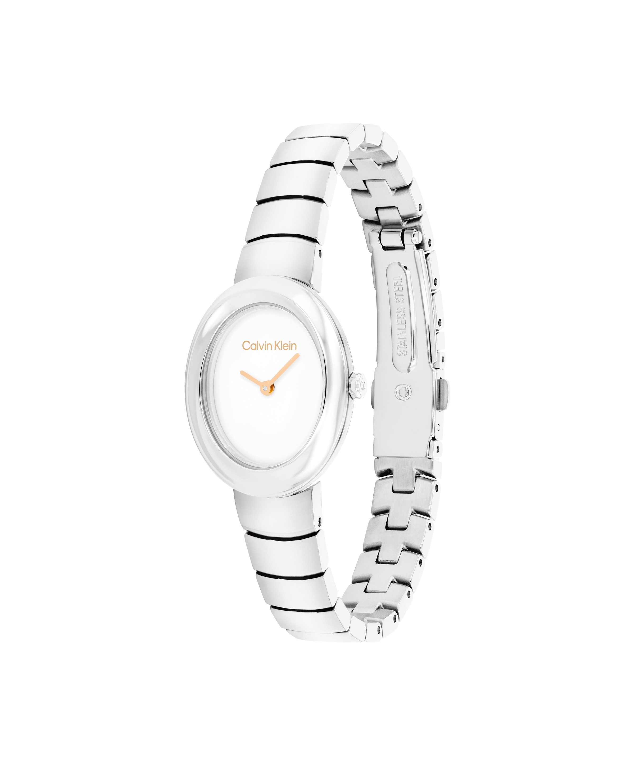 Calvin Klein Quarzuhr »TWISTED BEZEL« Armbanduhr, Damenuhr, Edelstahlarmband, analog