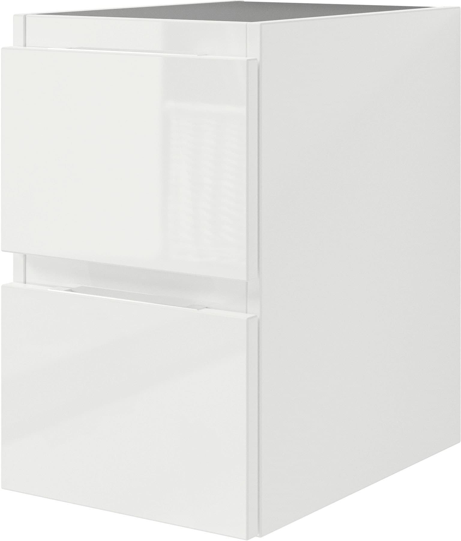 Saphir Waschtisch »Serie 4035 Keramik-Aufsatzbecken mit Unterschrank, 88 cm breit«, Waschplatz mit 4 Schubladen, Griffuge, Schneeweiß Glanz