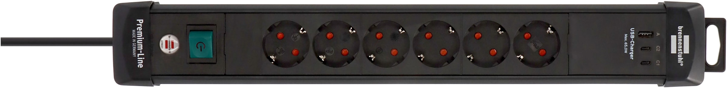 Brennenstuhl Steckdosenleiste »Premium-Line Steckdosenleiste 6-fach mit USB« 9-fach (Ein- / Ausschalter | Tragegriff | USB-Anschlüsse Kabellänge 3 m)