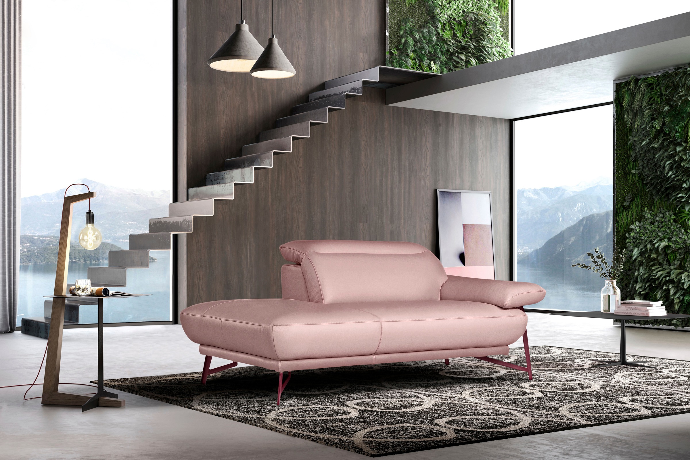 Egoitaliano Ottomane »Anais, Designsofa mit hohem Sitzkomfort, Designfuß«, Solitärmöbel als Blickfang, inkl. verstellbarer Kopfstützen