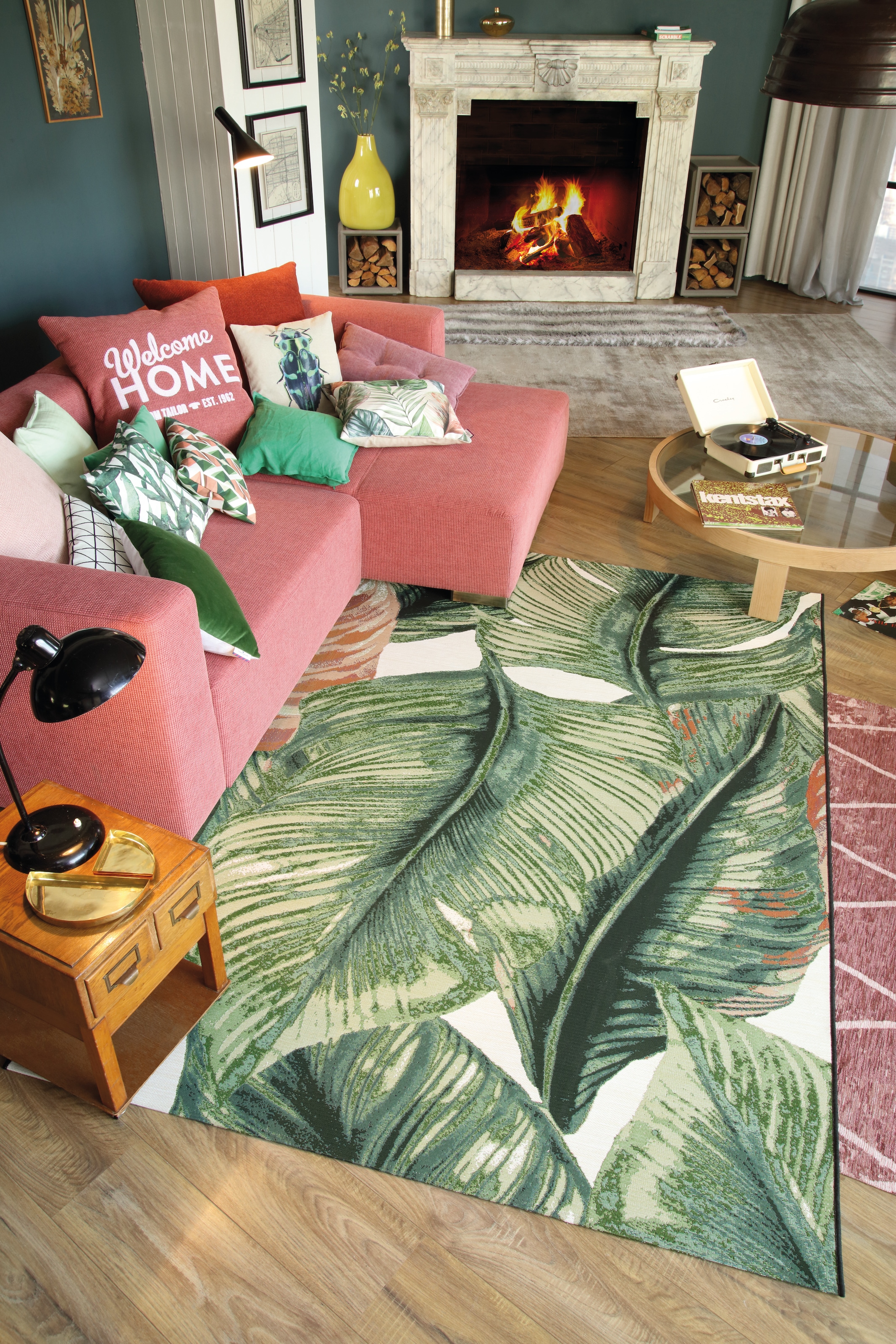 TOM TAILOR HOME Teppich »Garden Leaf«, rechteckig, 3 mm Höhe, Flachgewebe, In- und Outdoor geeignet, Wohnzimmer