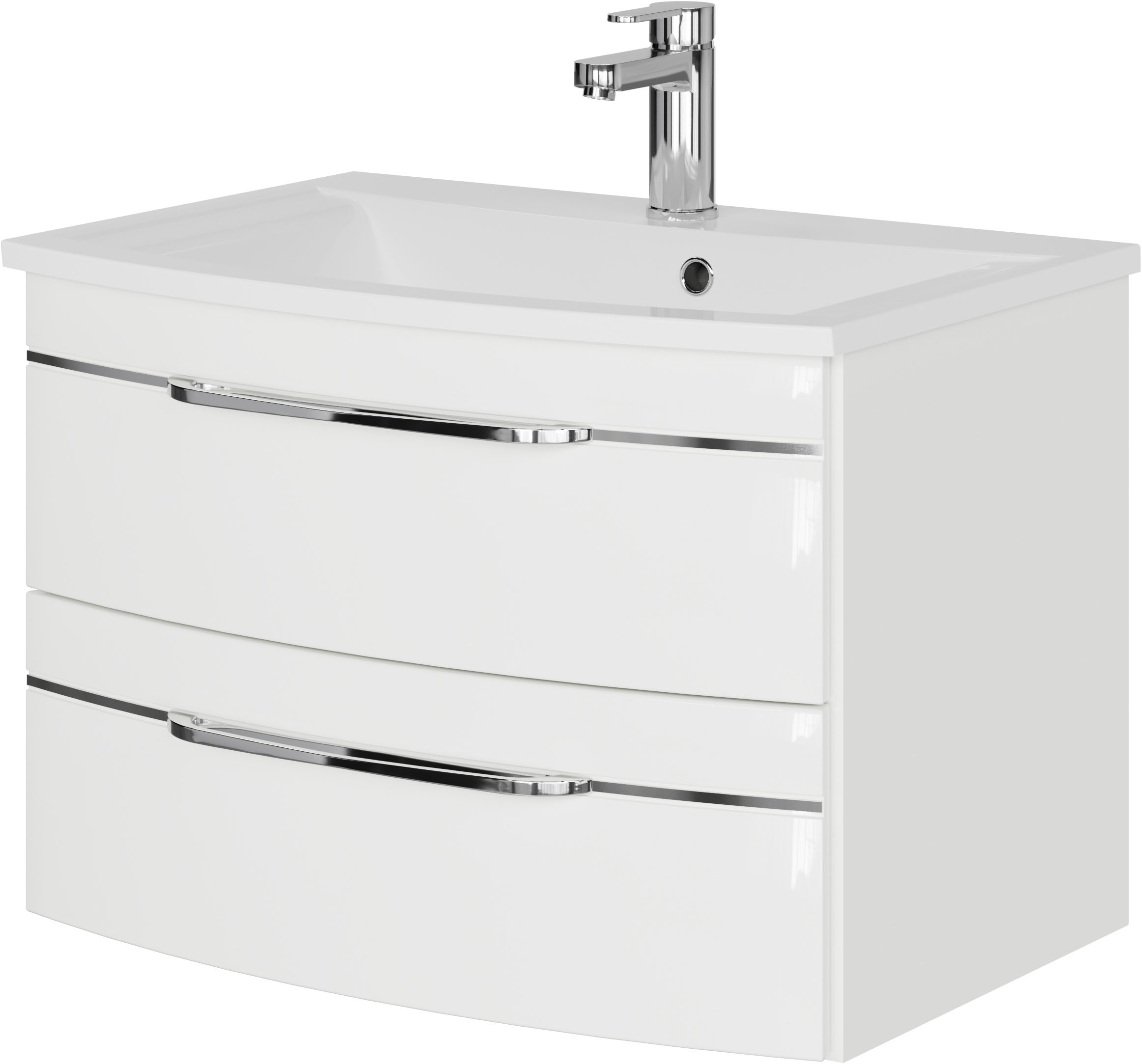 Saphir Badmöbel-Set »Serie 7045 2-teilig Mineralmarmor-Waschtisch mit LED-Spiegelschrank«, (Set, 2 St.), Badezimmer-Set 73,2 cm breit, inkl. Türdämpfer, 2 Türen, 2 Schubladen