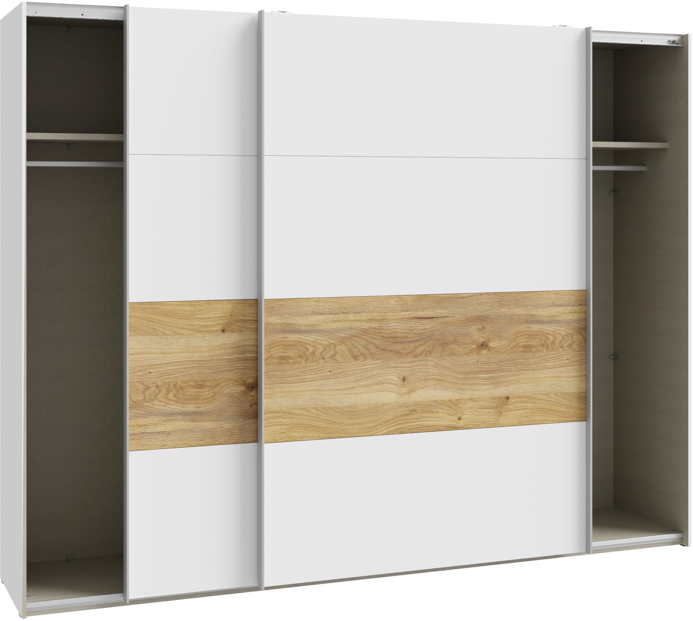FORTE Schwebetürenschrank »MAYACUS«, Schwebetürenschrank, Stauraum, Kleiderstangen, Metallgriffleiste