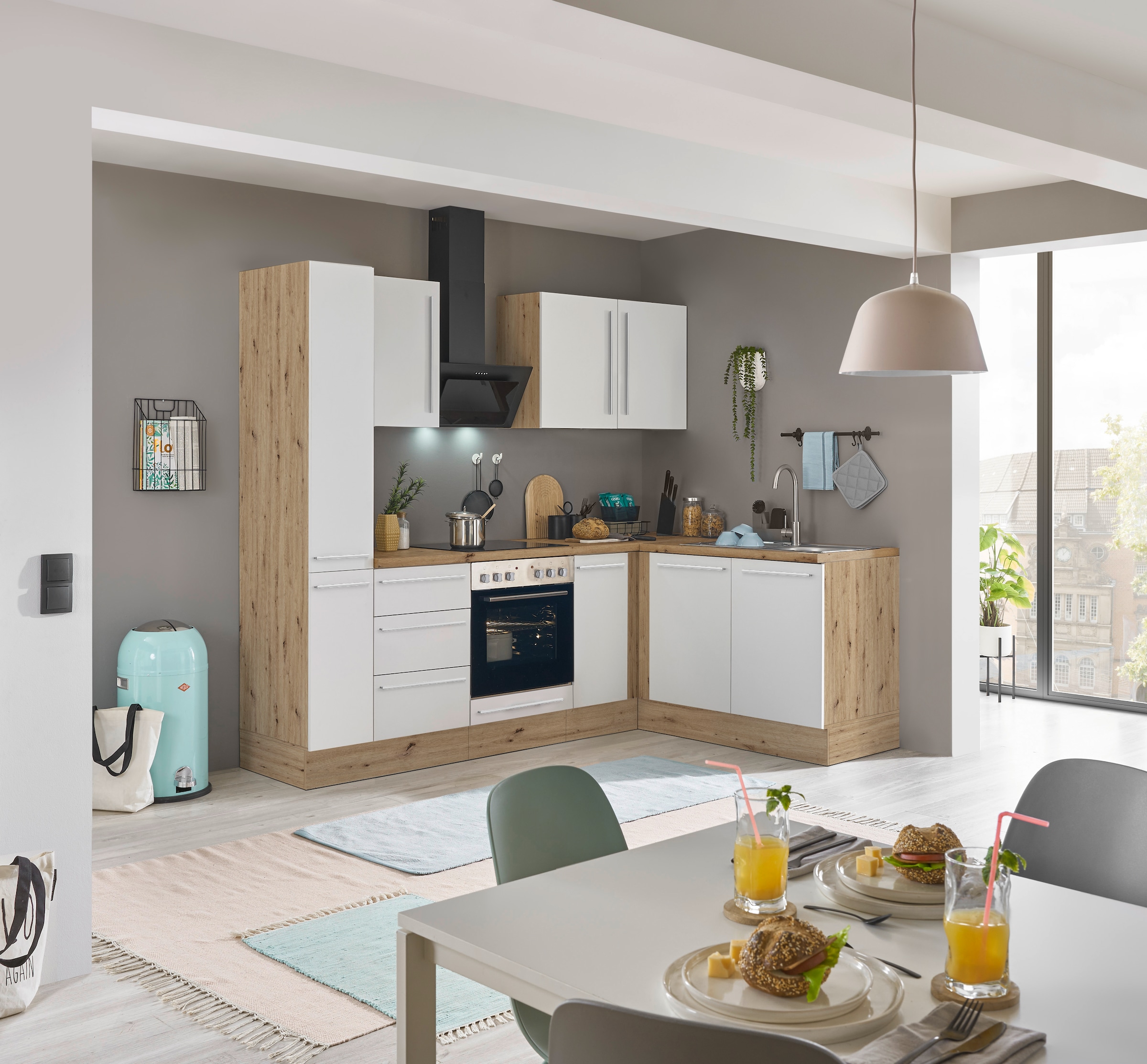 KOCHSTATION Winkelküche »Florida, Stellbreite 240x165 cm«, wahlweise mit E-Geräten, mit Softclose für Türen und Schubkästen