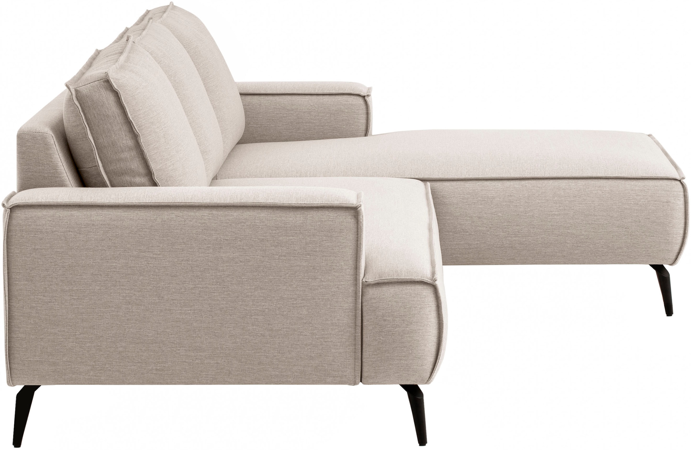 Home affaire Ecksofa »TVINNU, L-Form, 275cm, in Cord und Leinenoptik« wahlweise Recamiere rechts/links, schwarze Füße, bequemer Sitzkomfort