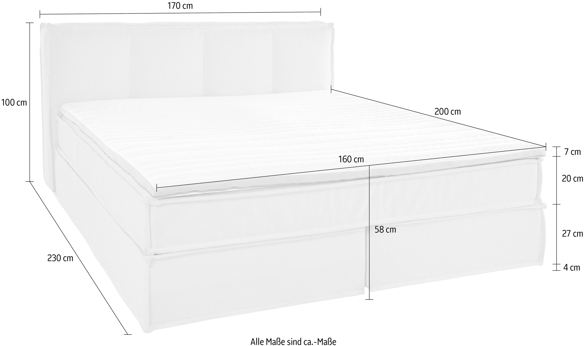 LeGer Home by Lena Gercke Boxspringbett »Addyson«, (Härtegrade H2, H3 und H4 wählbar), Boxspringbett inkl. Topper, 2 Matratzen