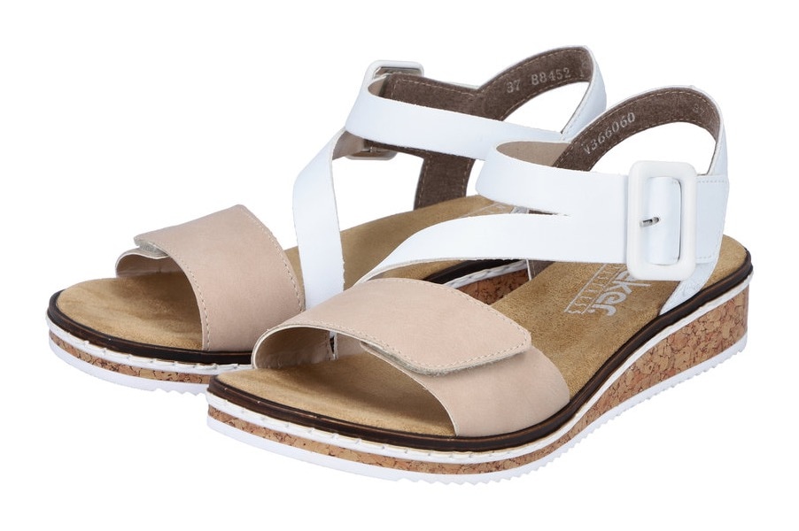 Rieker Riemchensandale, Sommerschuh, Sandalette, Keilabsatz, mit asymmetrischem Riemchen