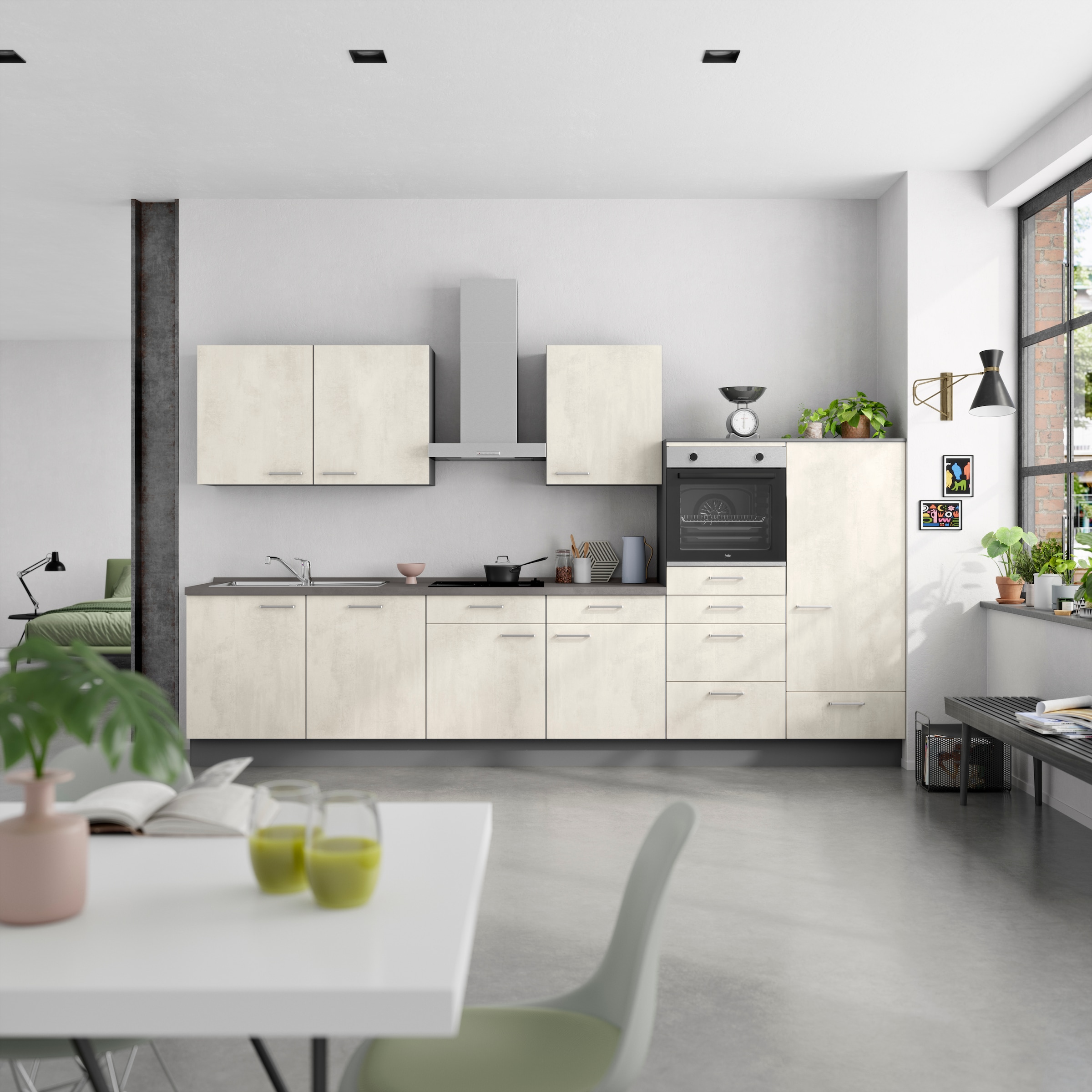 nobilia® Küchenzeile »"Riva I"« vormontiert, Ausrichtung wählbar, Breite 360 cm, wahlw. mit E-Geräten