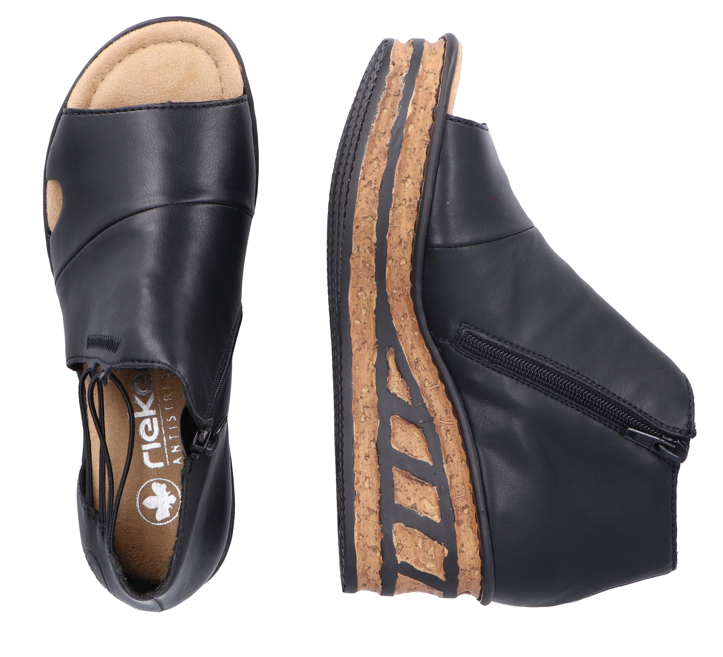 Rieker Keilsandalette  , Sommerschuh, Sandale, Keilabsatz, mit Innen-Reißverschluss