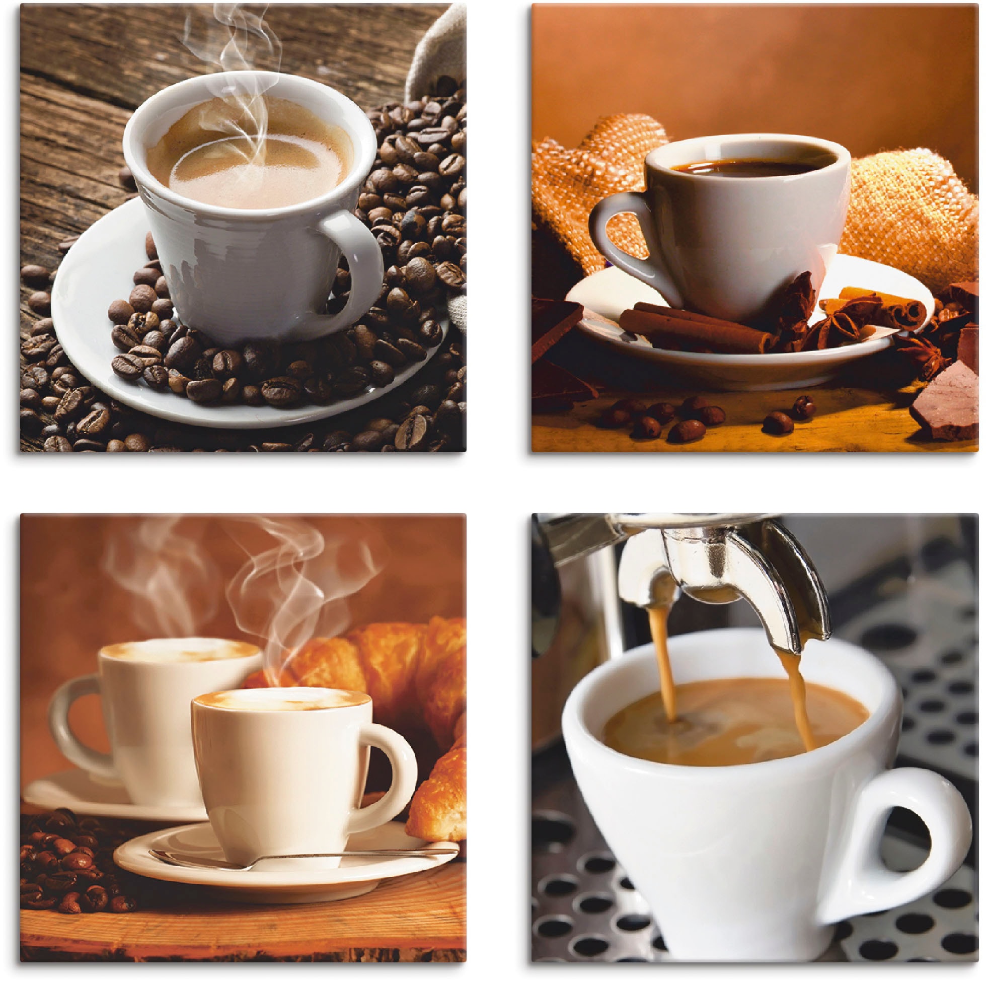 Artland Leinwandbild »Kaffee Bilder«, Getränke, (4 St.), 4er Set, verschiedene Größen