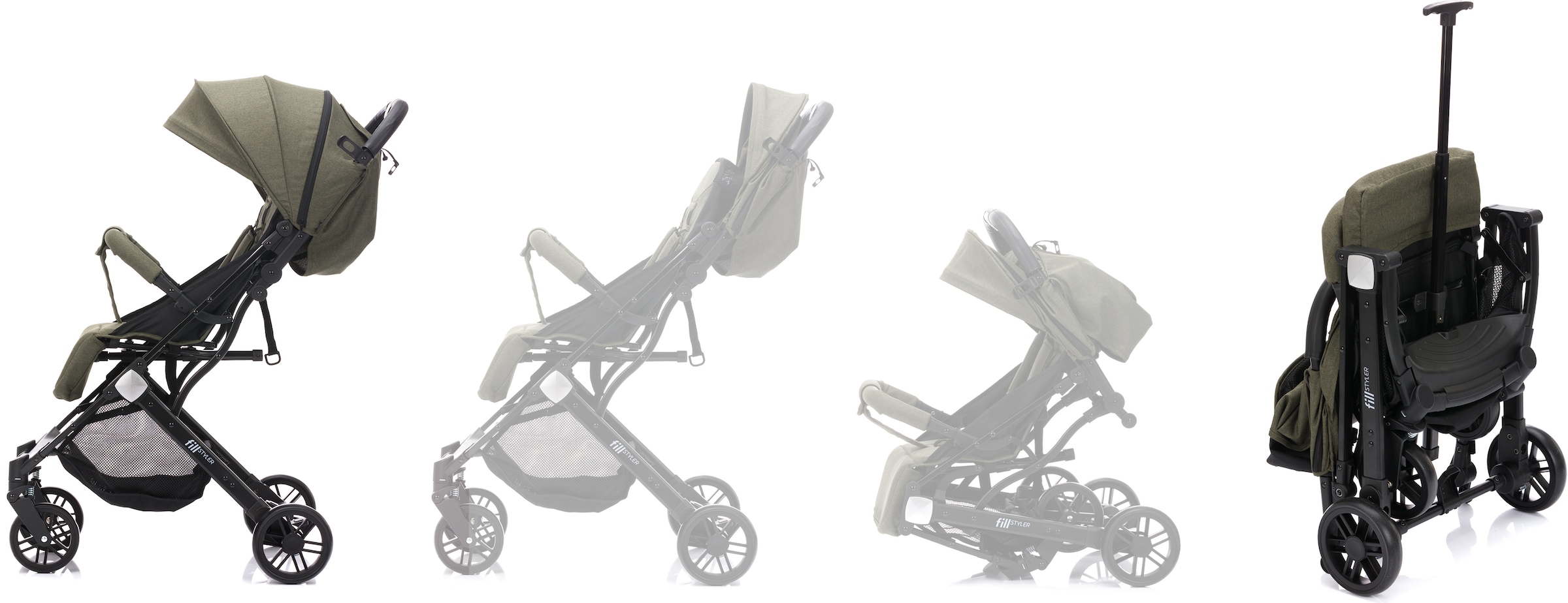 Fillikid Sport-Kinderwagen »Styler, oliv melange«, mit Trolleygriff