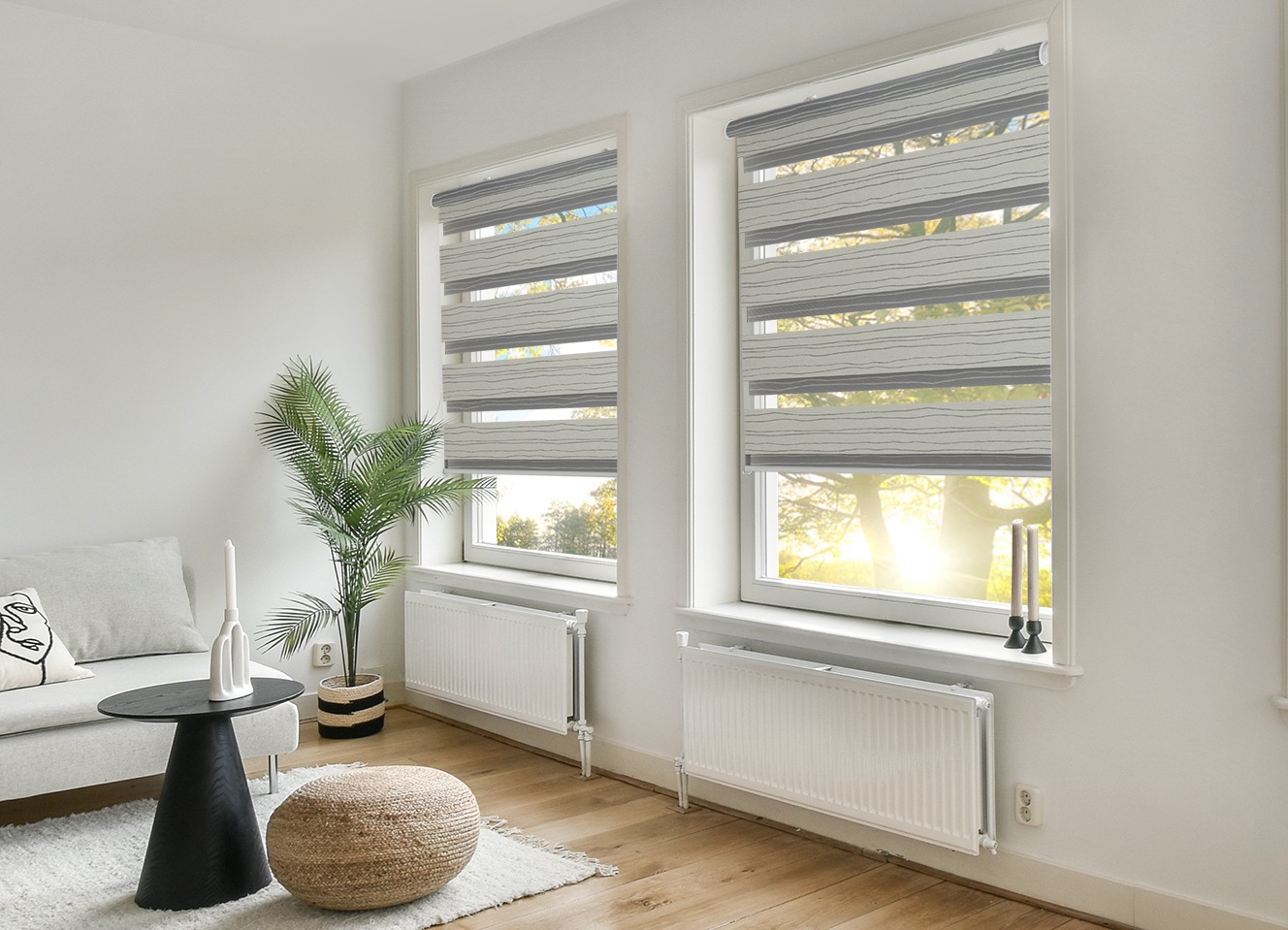 my home Doppelrollo »PAGELLA«, Lichtschutz, Blendschutz-Sichtschutz-Verdunkelung, ohne Bohren, freihängend, mit eingewebten Chenillefäden NEUHEIT!