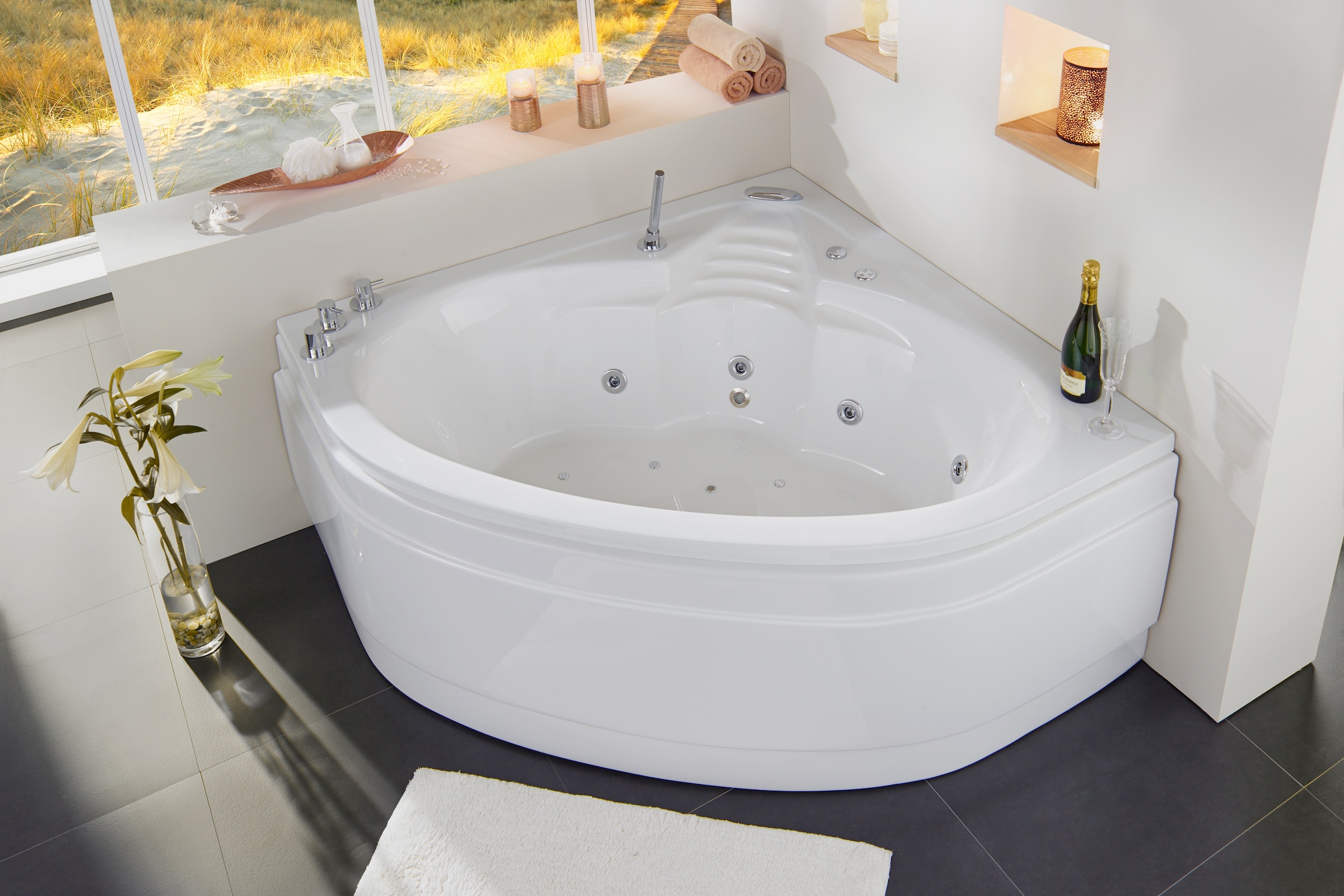 OTTOFOND Whirlpool-Badewanne »St. Lucia« Höhe 43 cm mit Farblichtscheinwerf günstig online kaufen