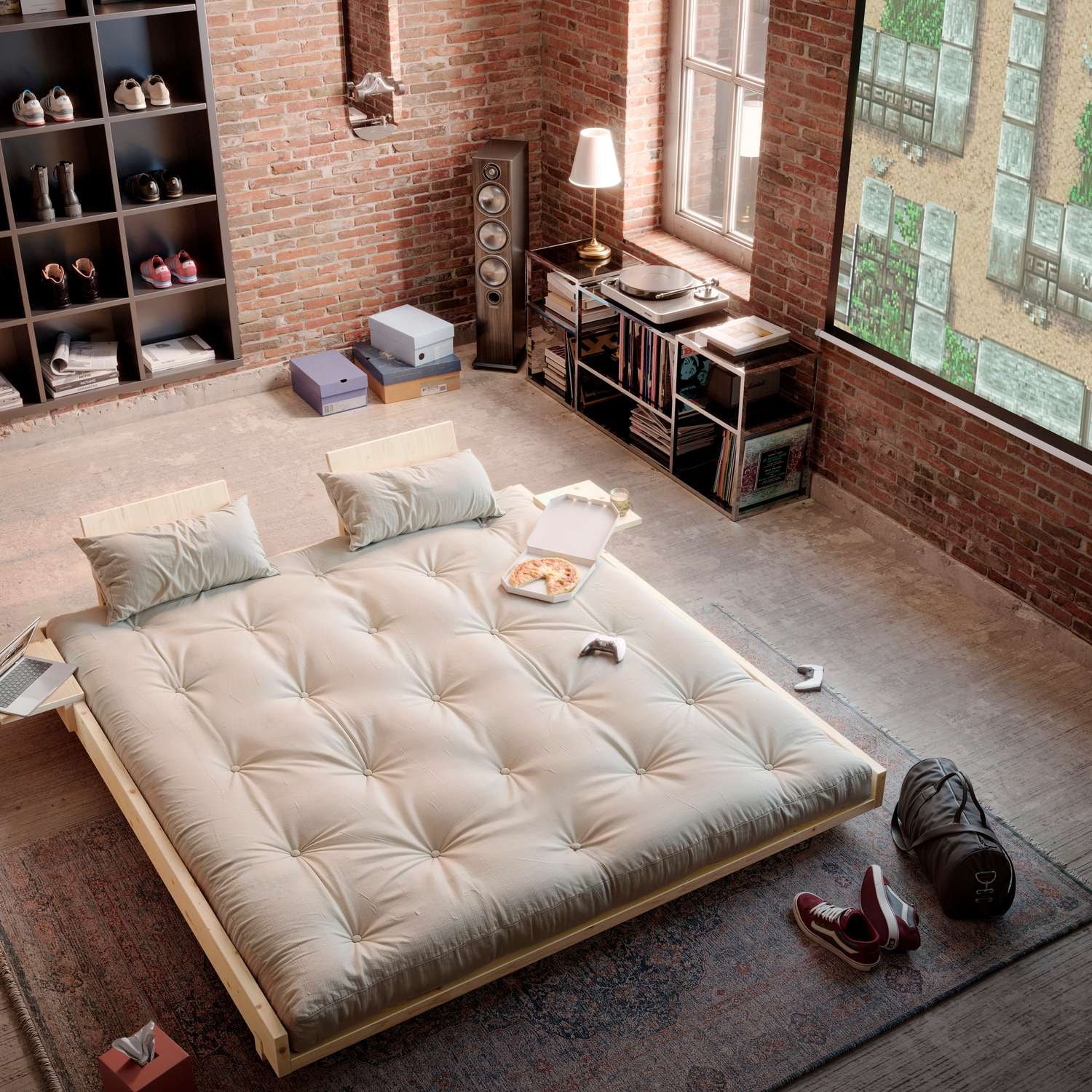 Karup Design Bett »Social Sofa Bed, mit verstellbarem Zubehör, inkl Matratze & Lattenrost«, Bett wahlweise mit 2 oder 4 Rückenlehnen und 2 Ablagen. Mit Matratze