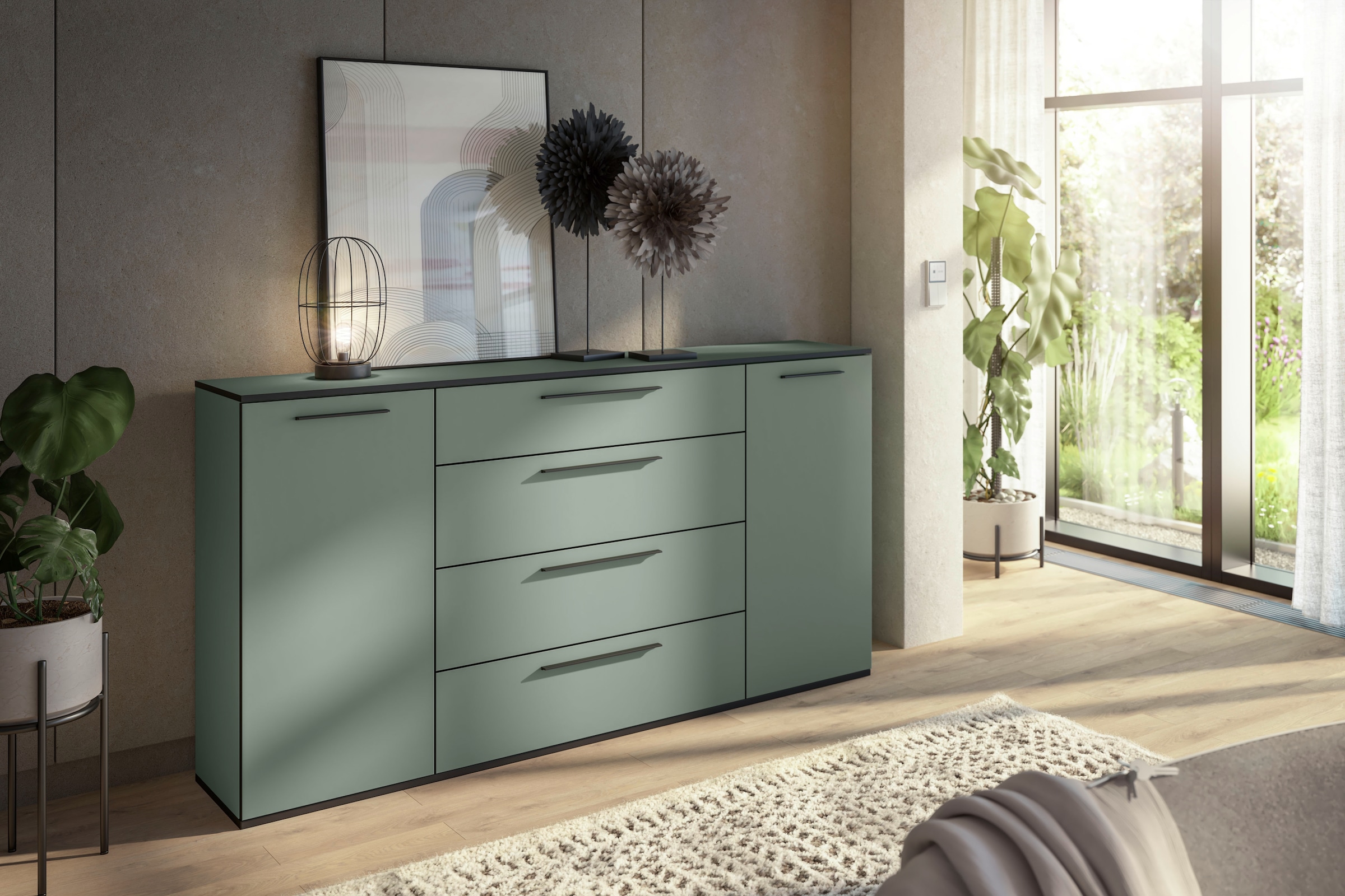 Manjana Möbel Kommode »Kommode mit Schwarz matten Metallgriffen in verschiedenen Ausführungen«