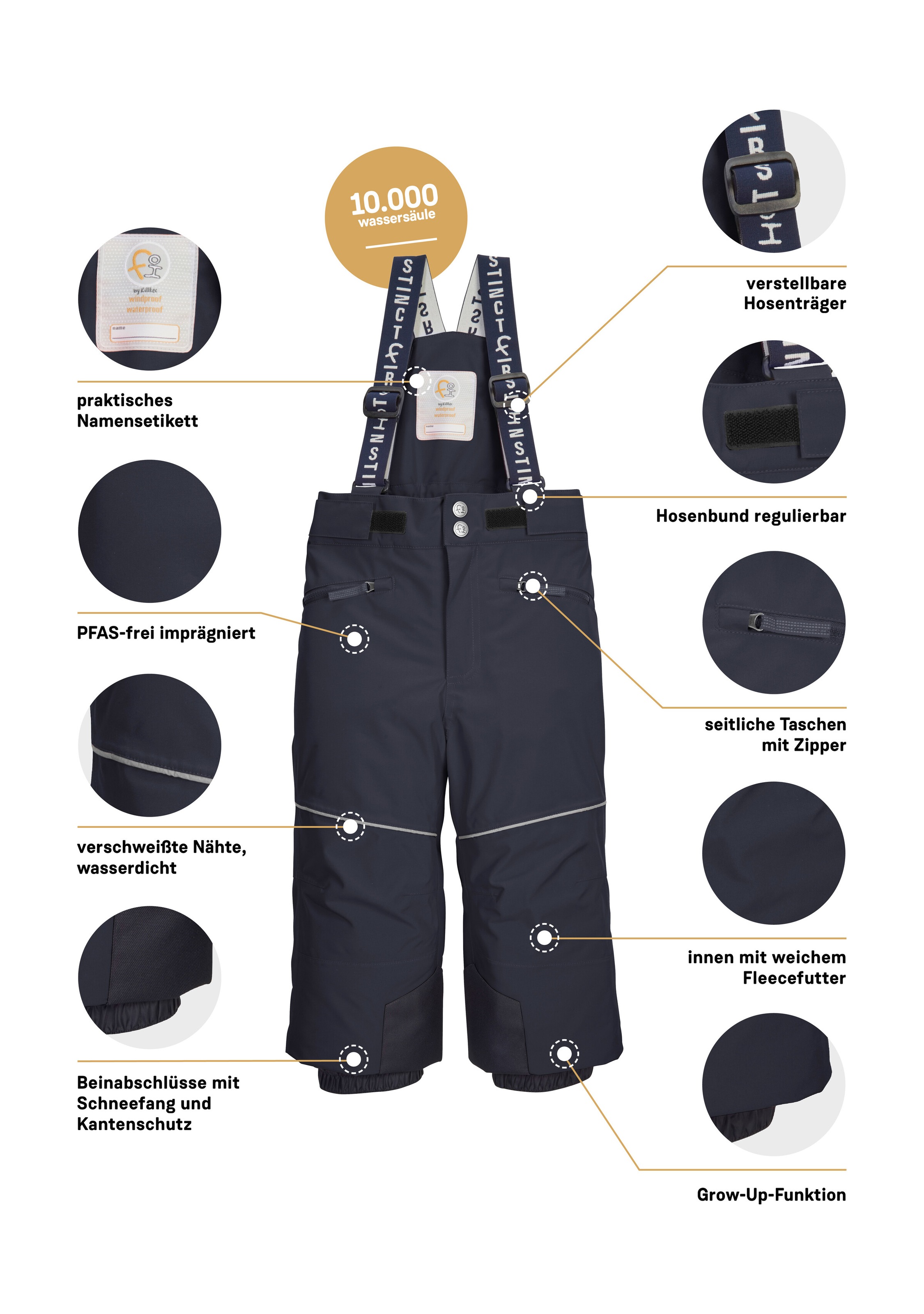 first instinct by killtec Skihose »FISW 48 MNS SKI PNTS«, Wasser- und winddichte Schneehose mit Grow-Up-Funktion und PFAs-frei