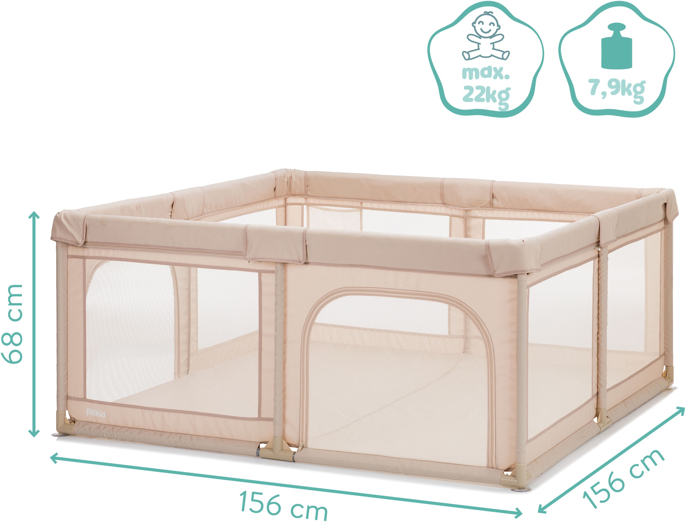 Fillikid Laufgitter »Malta mit Boden« bis 22 kg mit Transporttasche