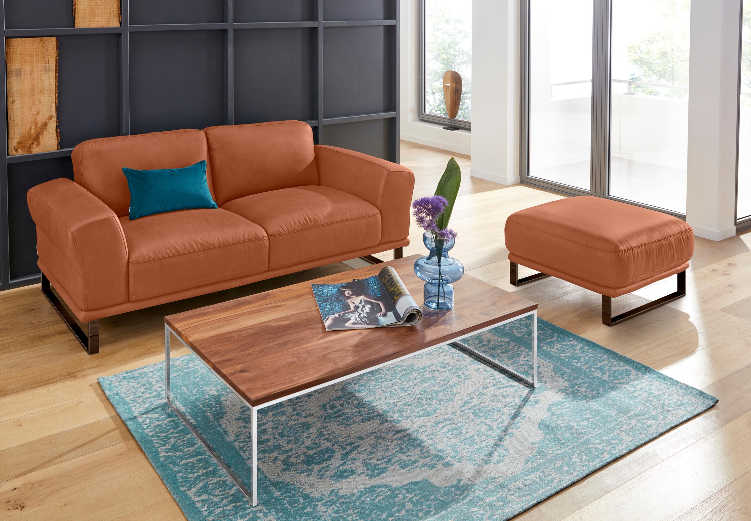 W.SCHILLIG Hocker »montanaa«, mit Metallkufen in Bronze pulverbeschichtet, Breite 71 cm