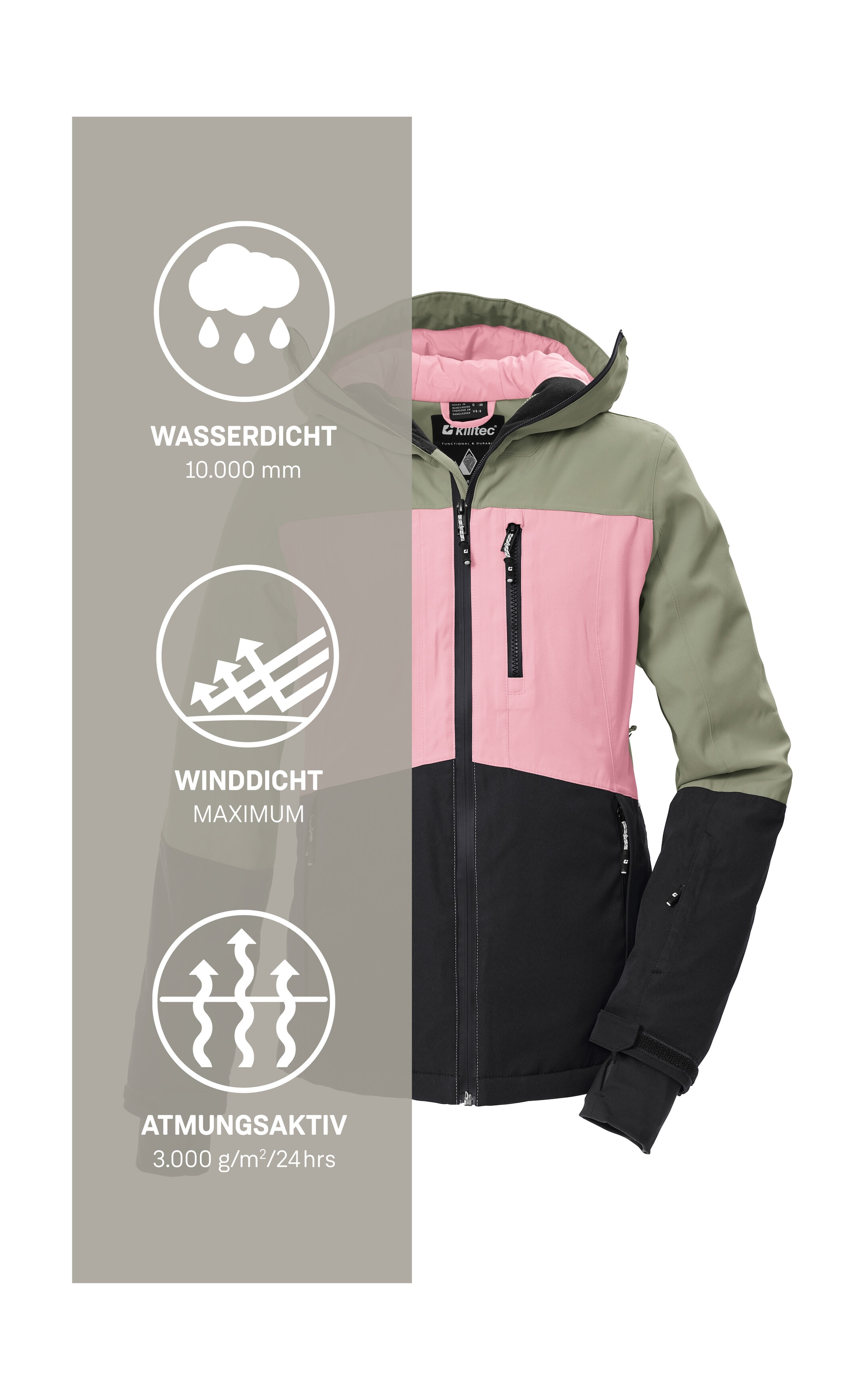 Killtec Skijacke »KSW 277 WMN SKI JCKT« Wasserdichte Damenjacke mit Schneefang, verstellbar und atmungsaktiv