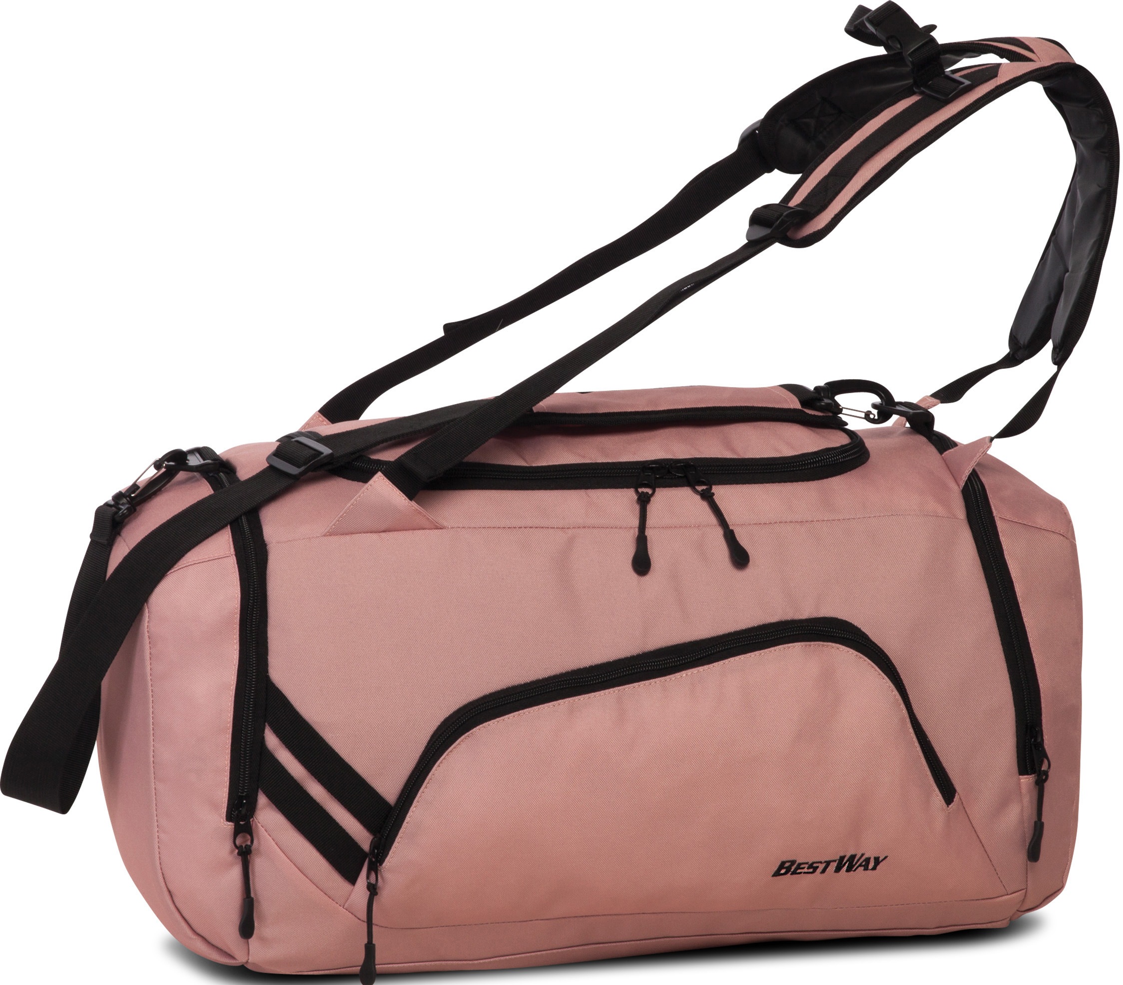Reisetasche „Rosa“, als Rucksack tragbar, Gr. B/H/T: 47 cm x 27 cm x 25 cm, rosa