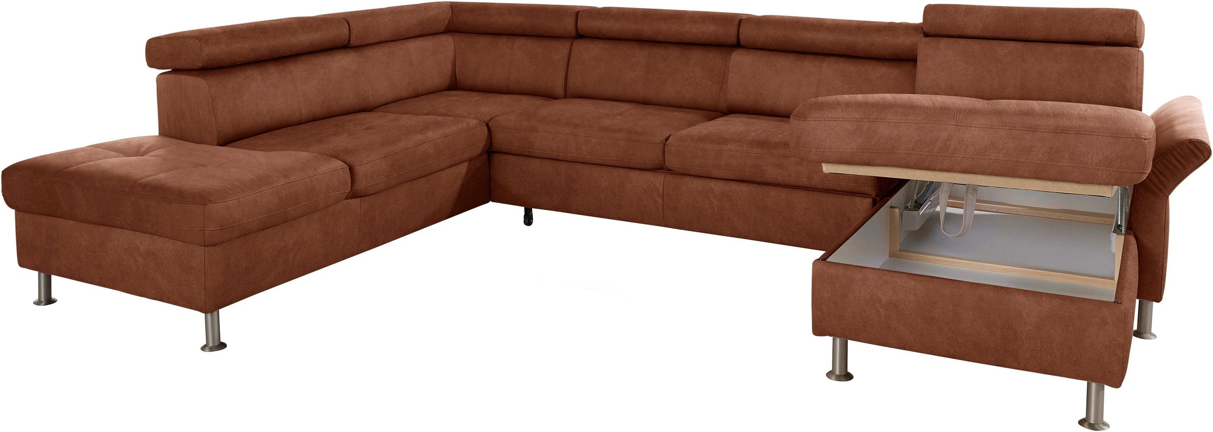 exxpo - sofa fashion Wohnlandschaft »Maretto, bequem und komfortabel, aufwendige Sitzsteppung, U-Form«, inkl. Kopfteilverstellung für mehr Sitzkomfort, wahlweise Bettfunktion