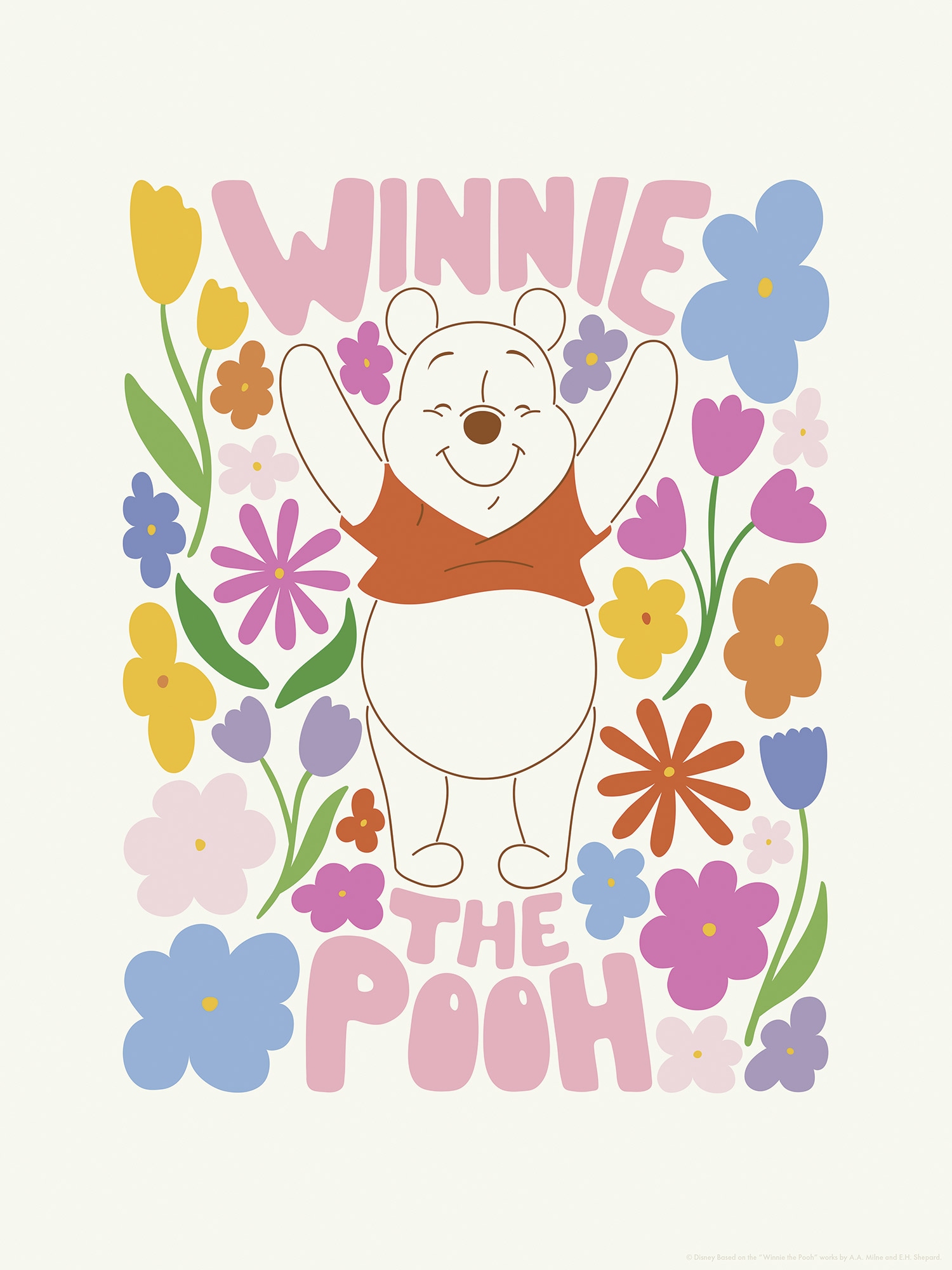 Komar Wandbild »Disney Winnie the Pooh Happy Botanical«, Disney, (Set, 1 St.), 30 x 40 cm (Breite x Höhe) - Kinderzimmer, Dekoration