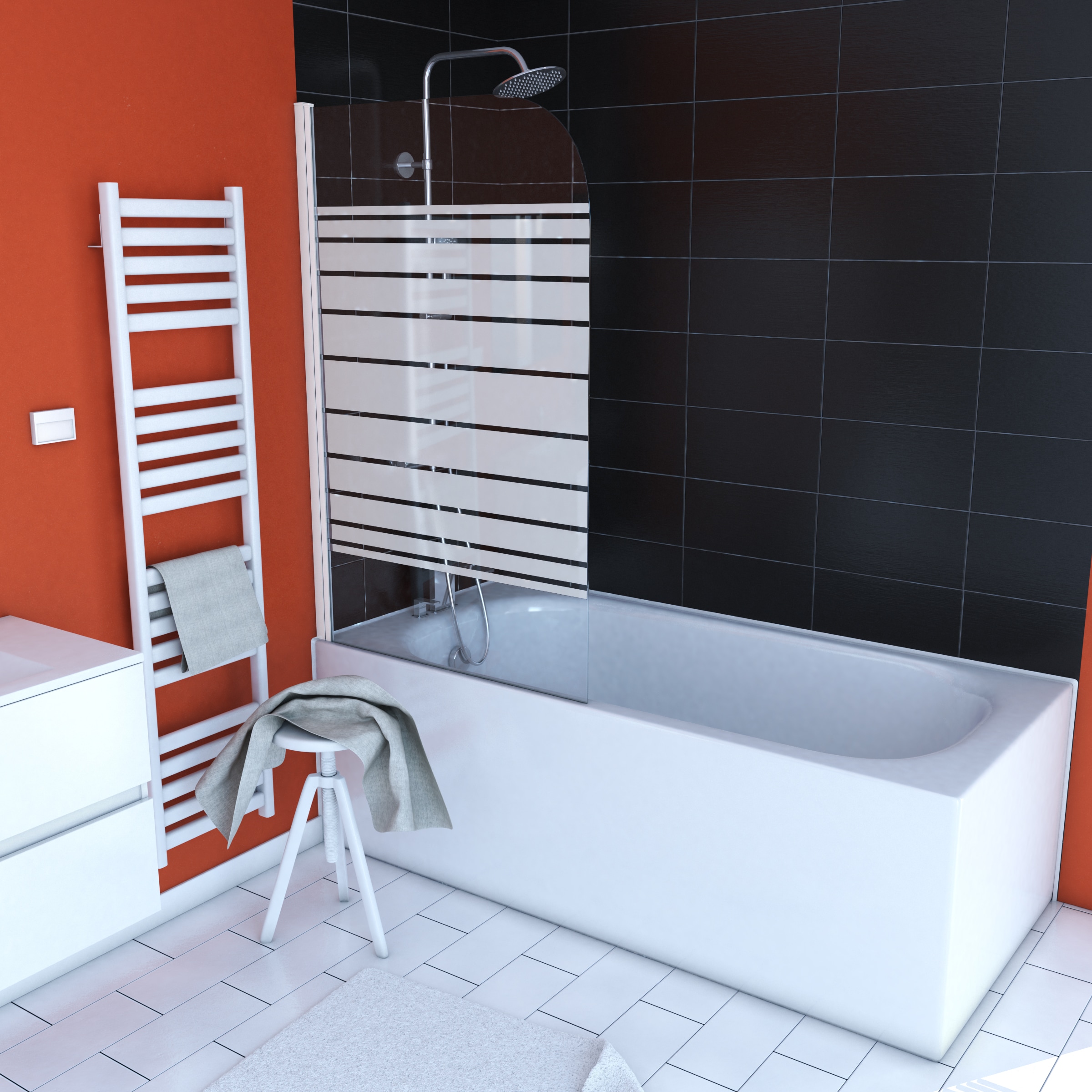 Marwell Badewannenfaltwand »Emily«, silbernes Aluminiumprofil