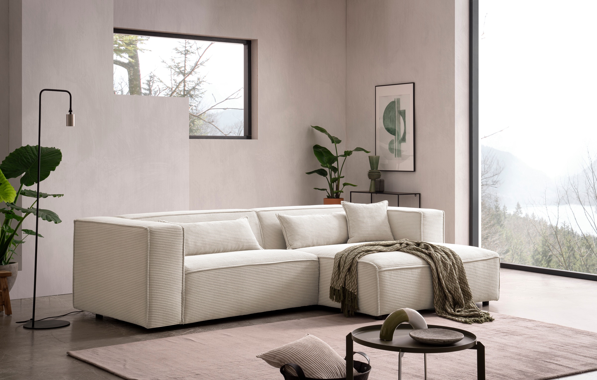 LeGer Home by Lena Gercke Ecksofa »PIARA mit Kedernaht, Cord, Leinenoptik o günstig online kaufen