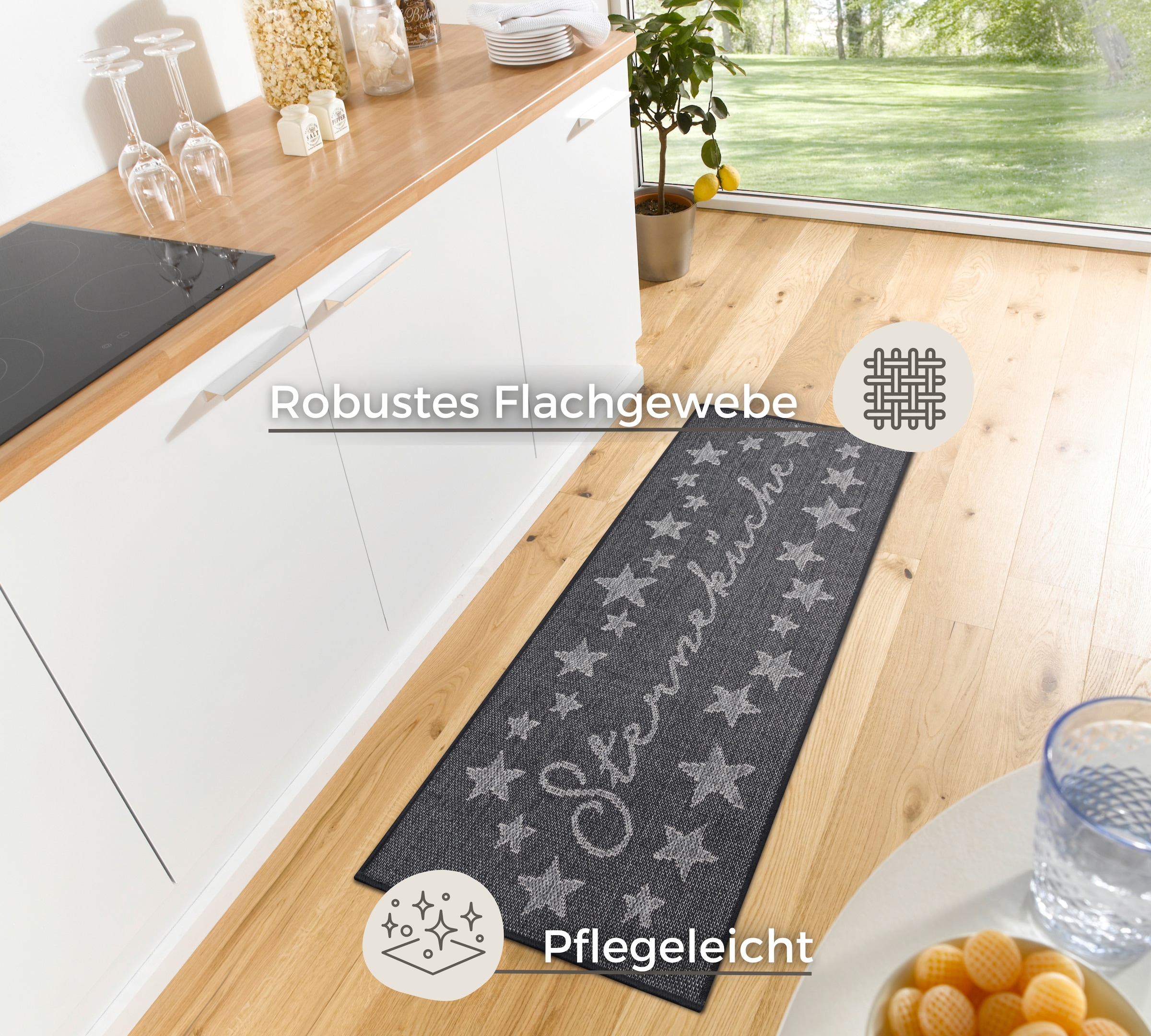 HANSE Home Küchenläufer »Sterneküche«, rechteckig, 5 mm Höhe, Läufer, Rutschfest, Küchenteppich, Küche, Teppich, Pflegeleicht, Flur