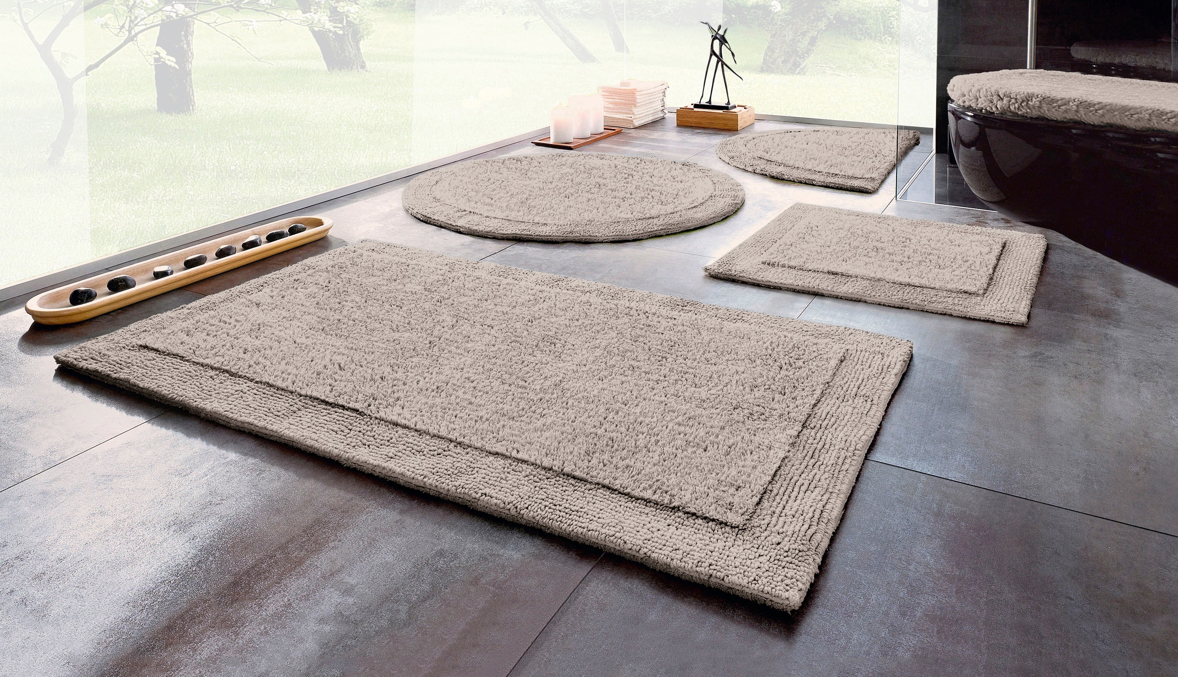 my home Badematte »Kapra, Badvorleger, Badezimmer Teppich« Höhe 14 mm beids günstig online kaufen