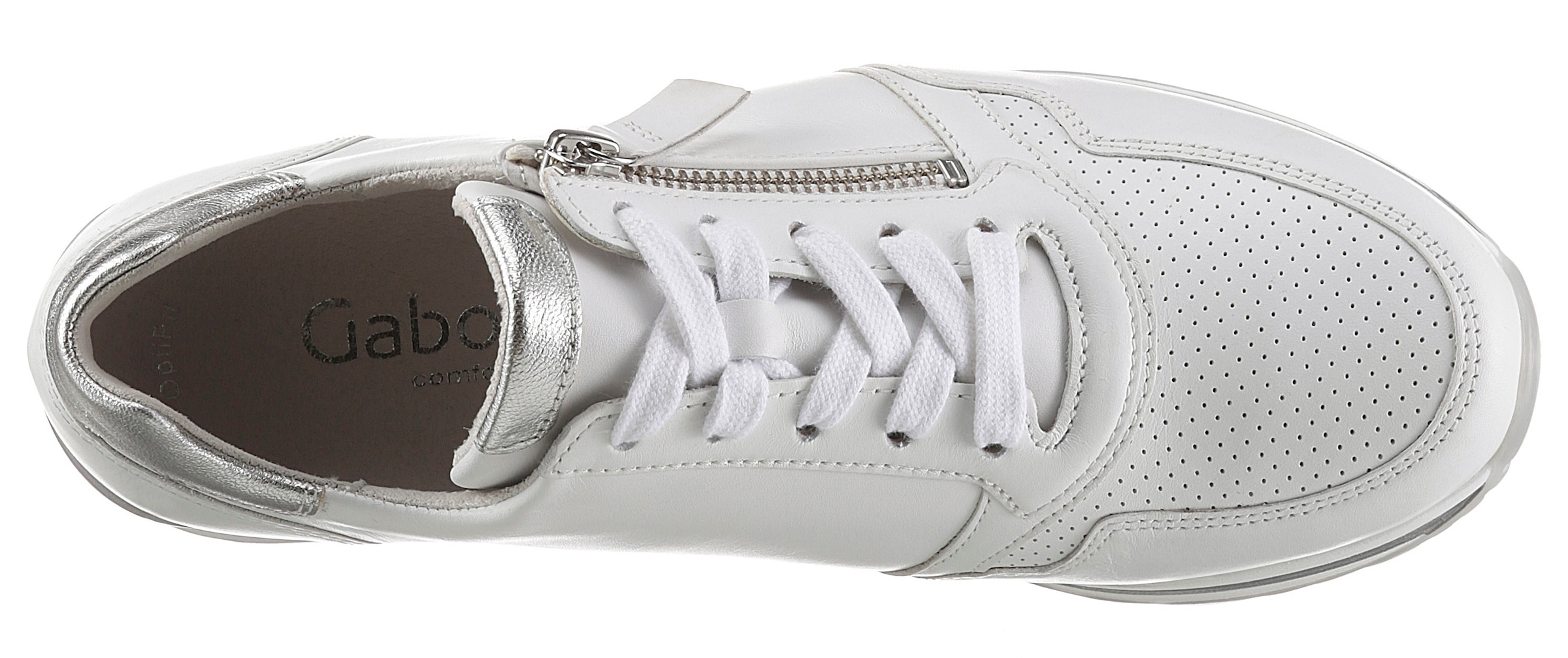 Gabor Keilsneaker »TURIN«, mit silberfarbenen Details, Freizeitschuh, Halbschuh, Schnürschuh