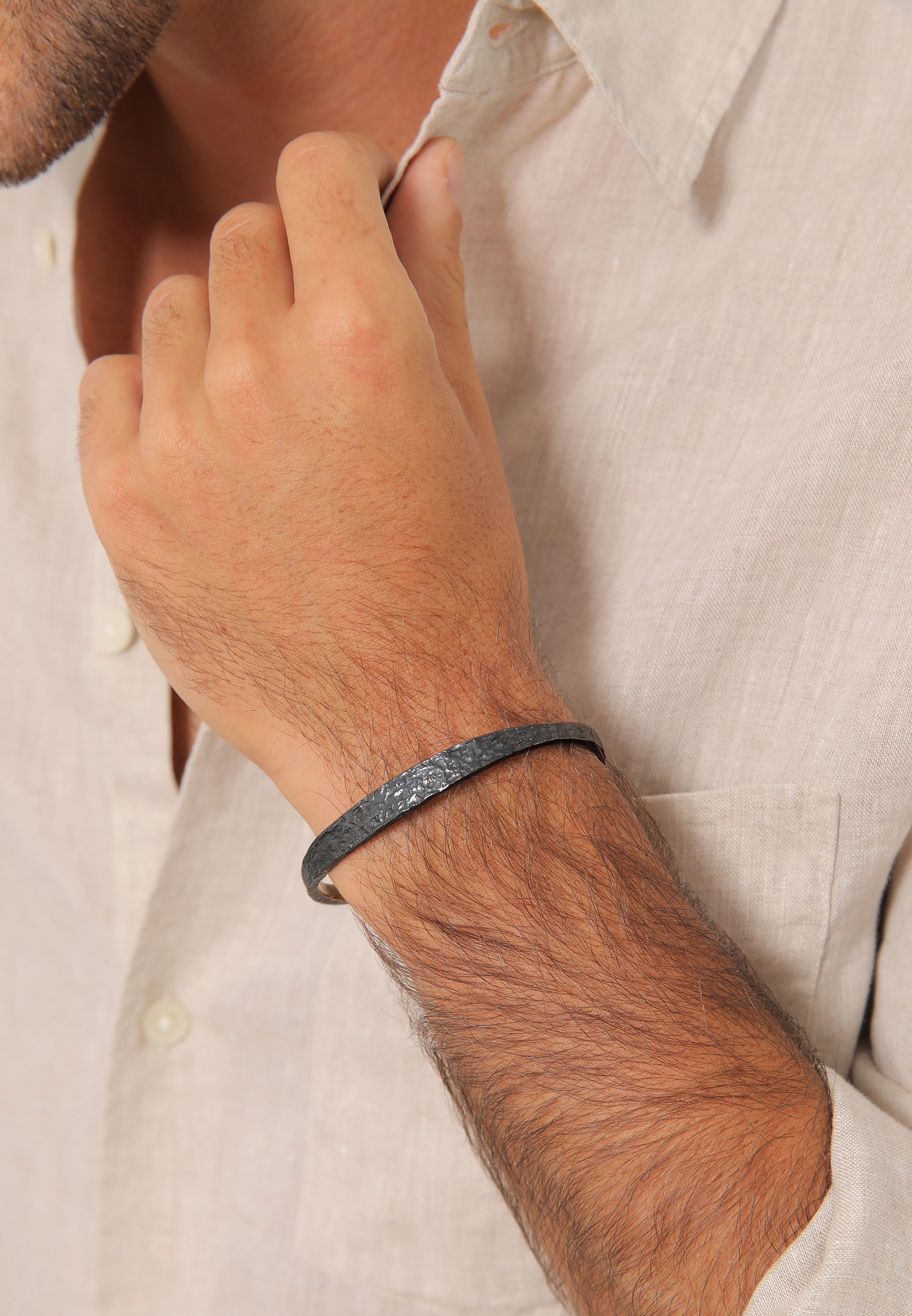 Kuzzoi Armband »Herren Armreif Handgefertigt Used Look 925 Silber«
