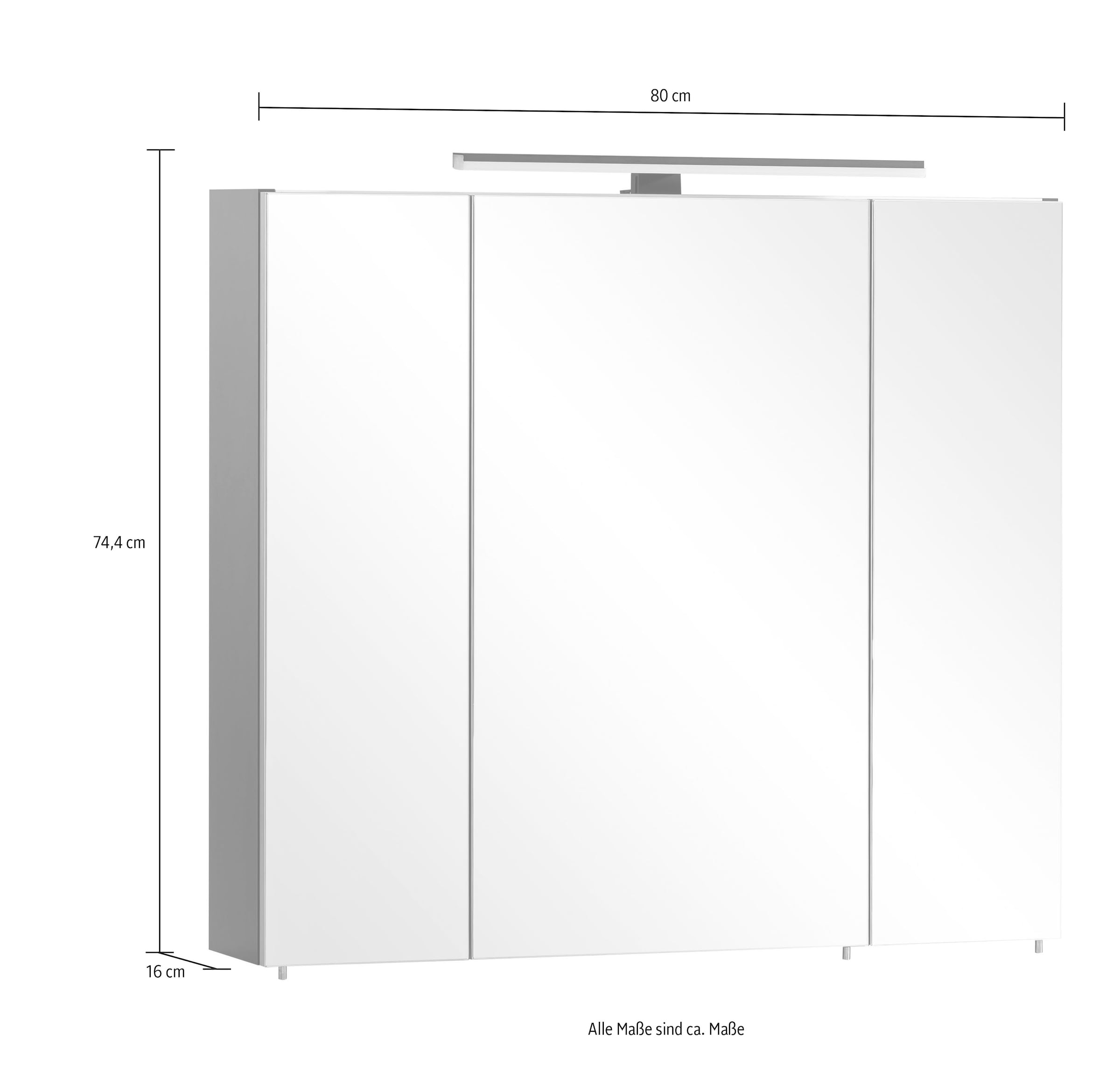 Schildmeyer Badezimmerspiegelschrank »Malte Breite 80,0 cm«, Mit LED-Leuchte und Schalterbox, Scharniere mit Softclose-Funktion