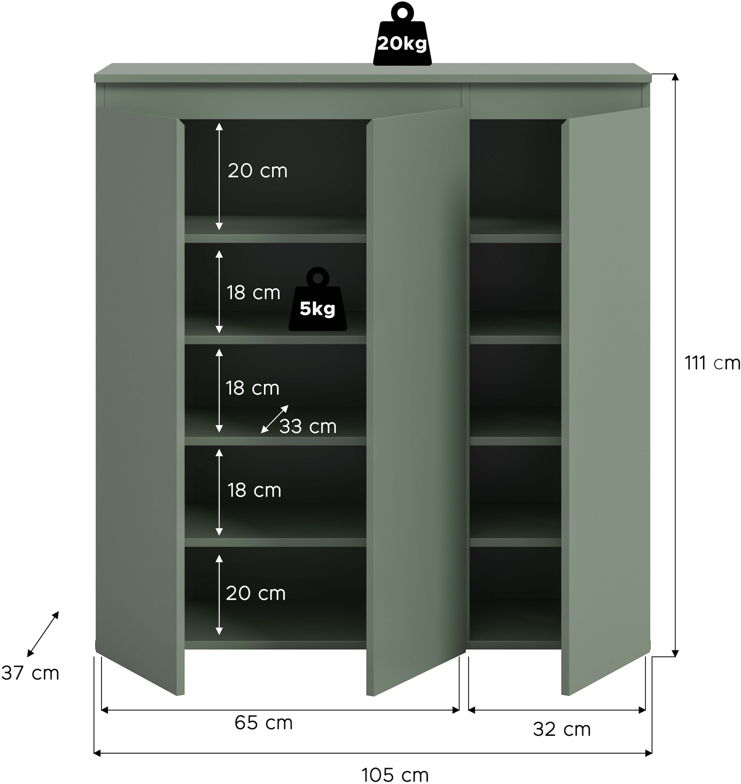 INOSIGN Mehrzweckschrank »CIPELA« 1 Stk. tlg. BxH:105x111 cm, viel Stauraum, variable Einlegeböden, Kleiderstange