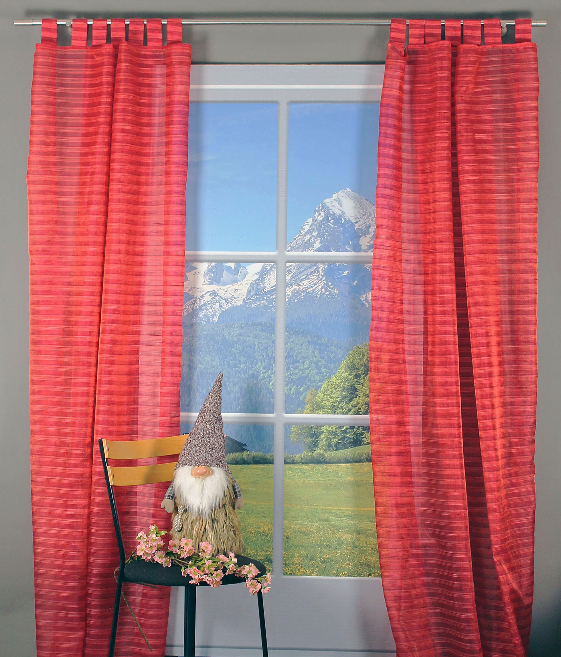 Gardine "Egelsee" Gr. 1, rot, 245cm, Schlaufen, 135cm