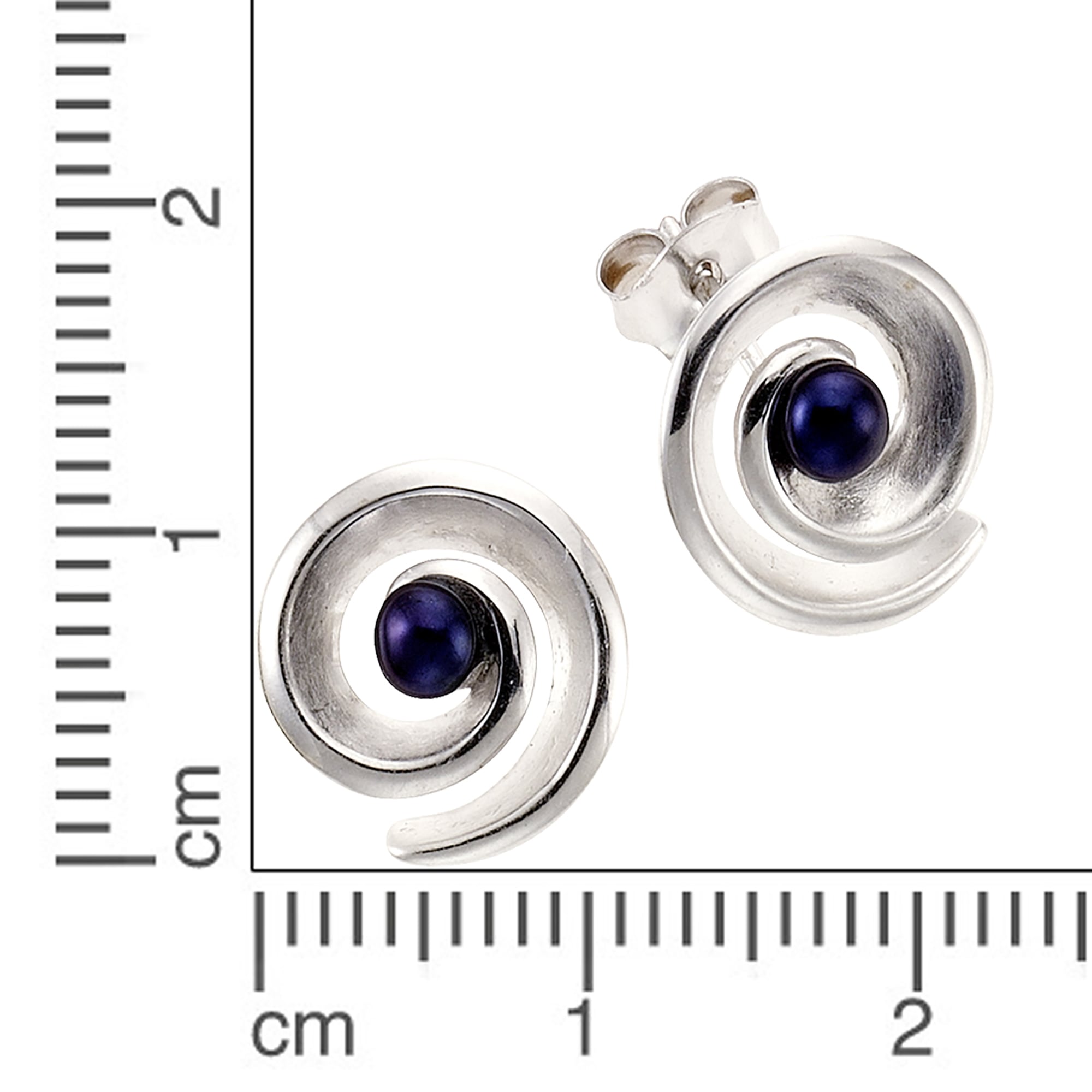 Zeeme Paar Ohrstecker »Silber 925 rhodiniert mit 2 schwarzen Perlen«