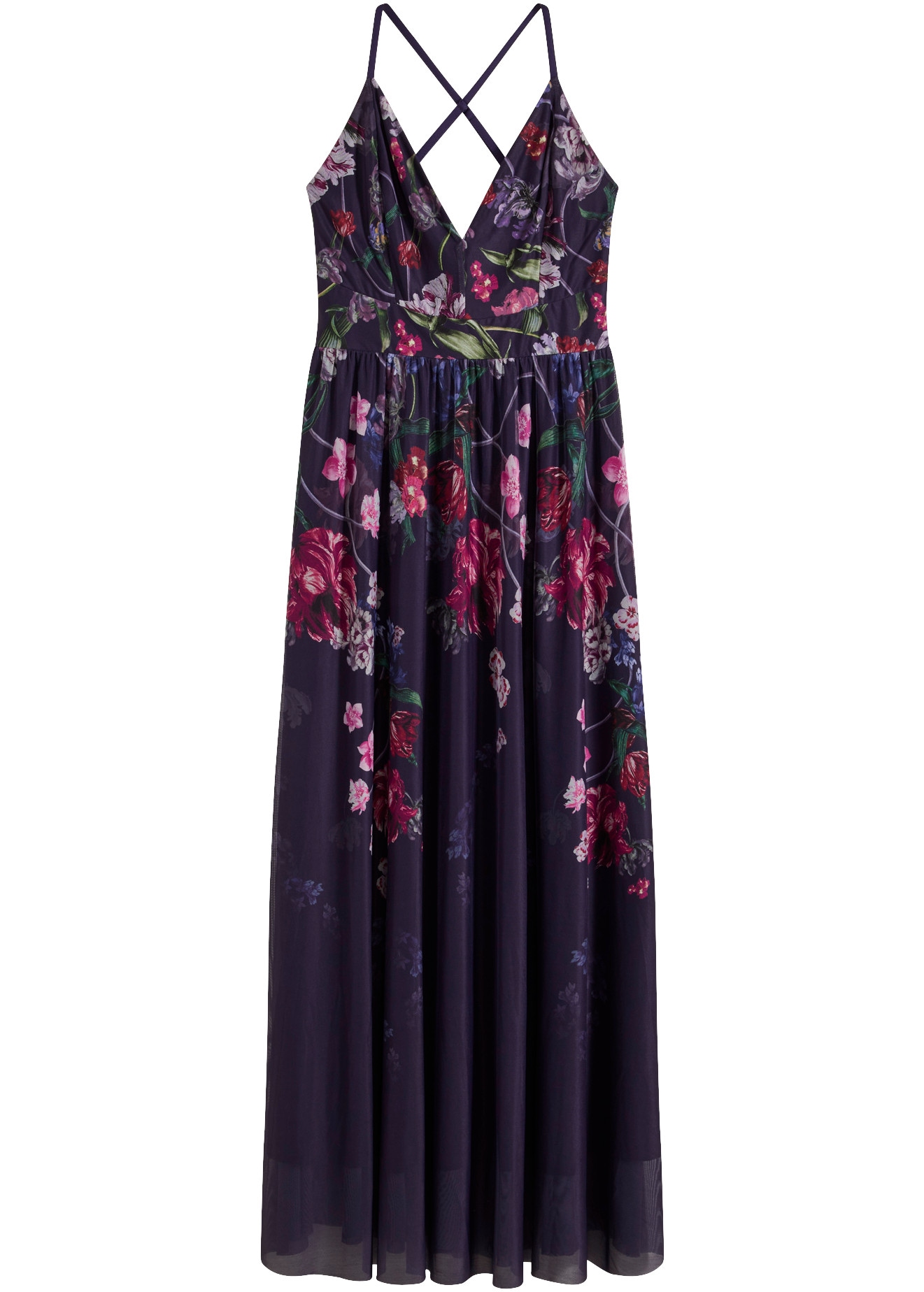 bonprix Maxikleid mit feinem Tüll, Slim Fit Passform
