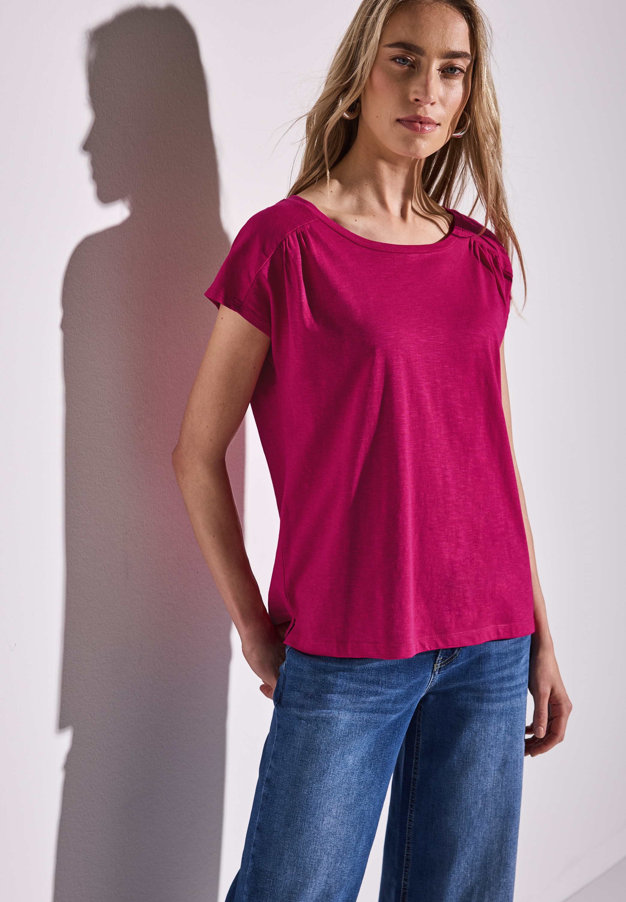 STREET ONE Shirttop, mit Raffung an der Schulter