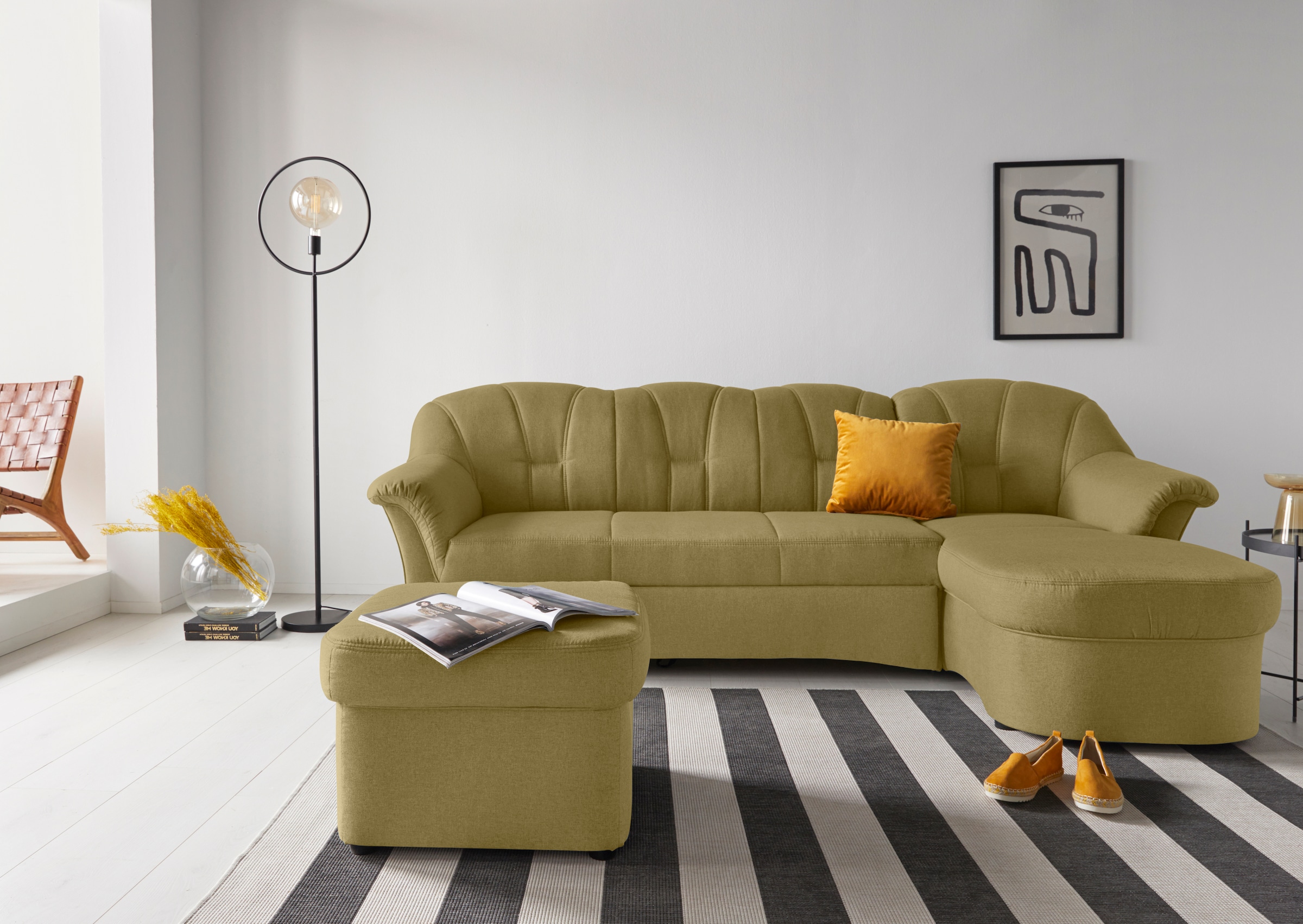 DOMO collection Ecksofa »Papenburg, zeitlose Rückensteppung, elegante Forme günstig online kaufen