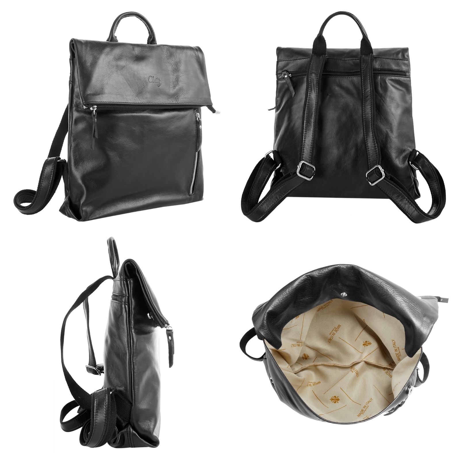 Cluty Cityrucksack echt Leder, Made in Italy