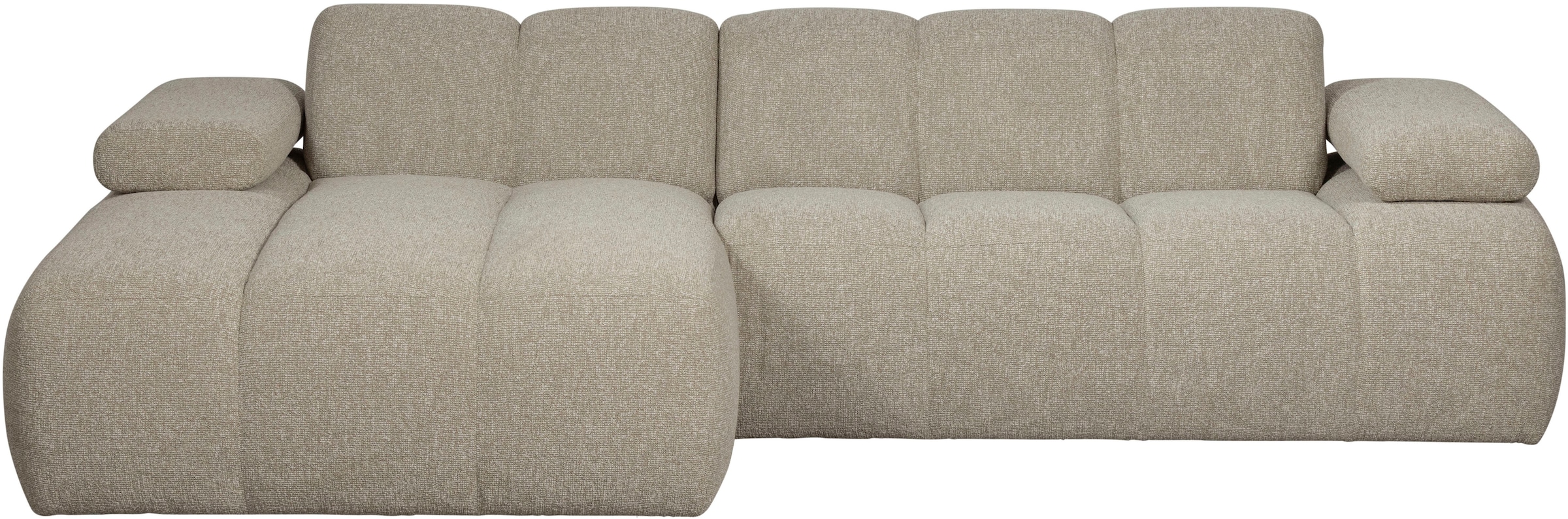 WOOOD Chaiselongue »Mojo Bouclé-Bezug mit verstellbarer Armlehne, H 74 x B 284 x T 160 cm« Tragkraft 360 kg, Maximale Verschleißfestigkeit, Pfleiglicht